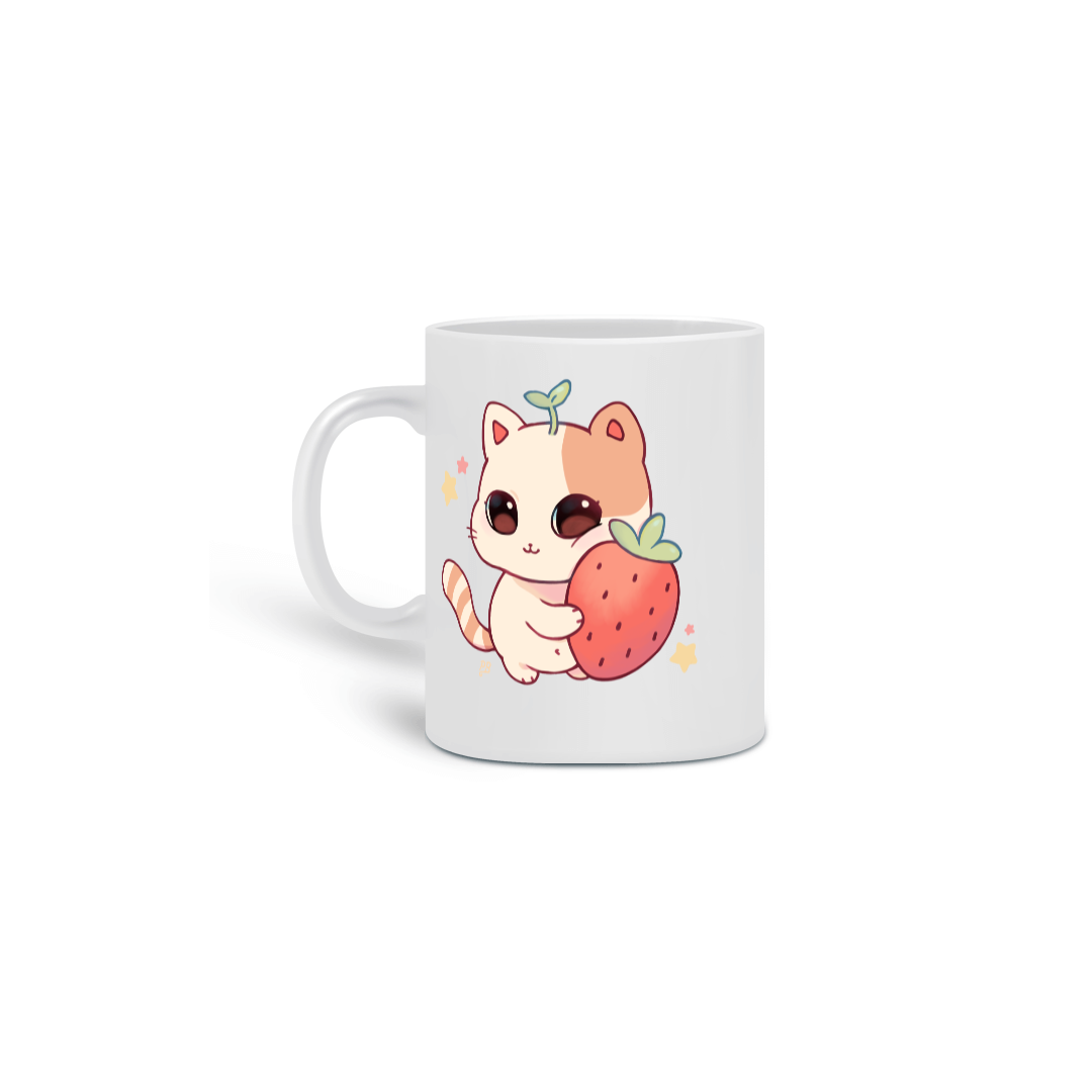 Nome do produto: Caneca gatinho com seu morango