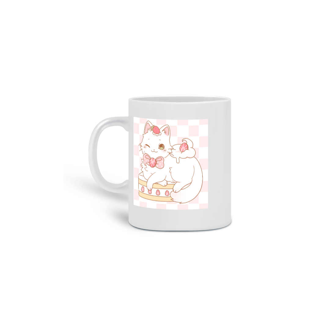 Nome do produto: Caneca gatinho bolo de morango
