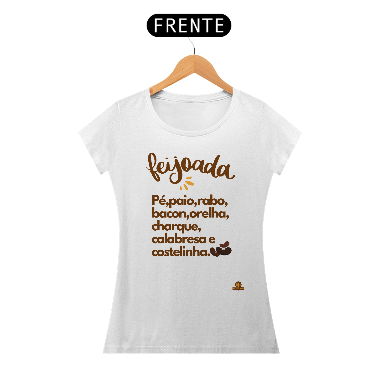 Nome do produto: Camiseta Ingredientes da feijoada, descrevendo os principais ingredientes de uma deliciosa feijoada.