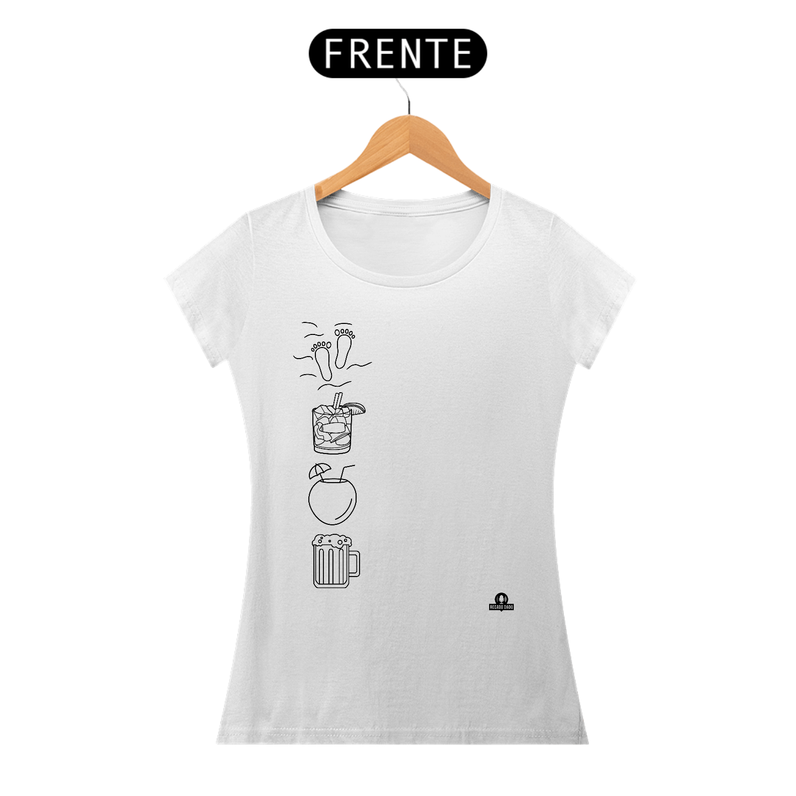 Nome do produto: Camiseta feminina de samba com estampa que remete à música \