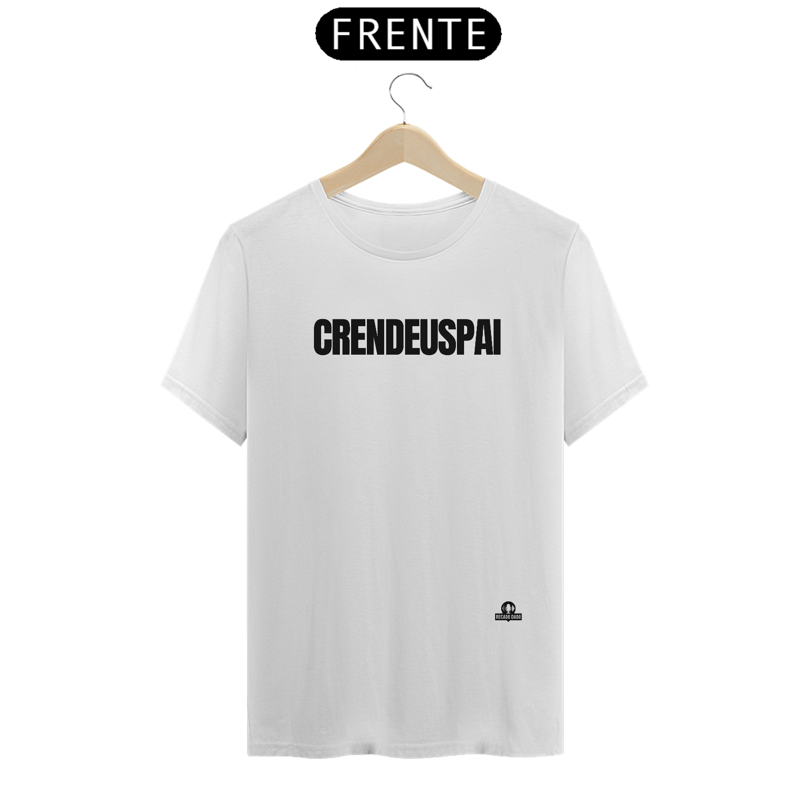 Nome do produto: Camiseta com sotaque mineiro “Crendeuspai”, gíria regional que se espalhou por todo o Brasil.