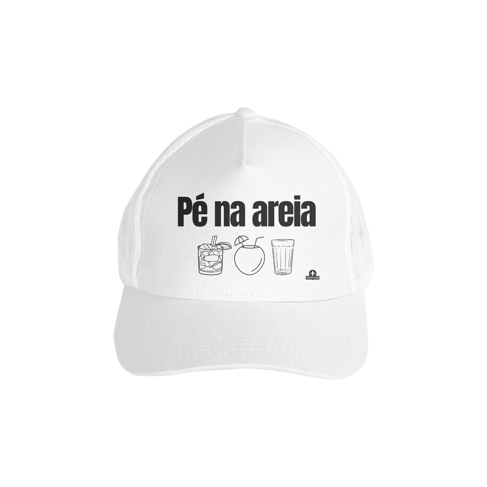 Nome do produto: Boné aba curva  Pé Na Areia, Caipirinha, Água de Coco e Cervejinha.