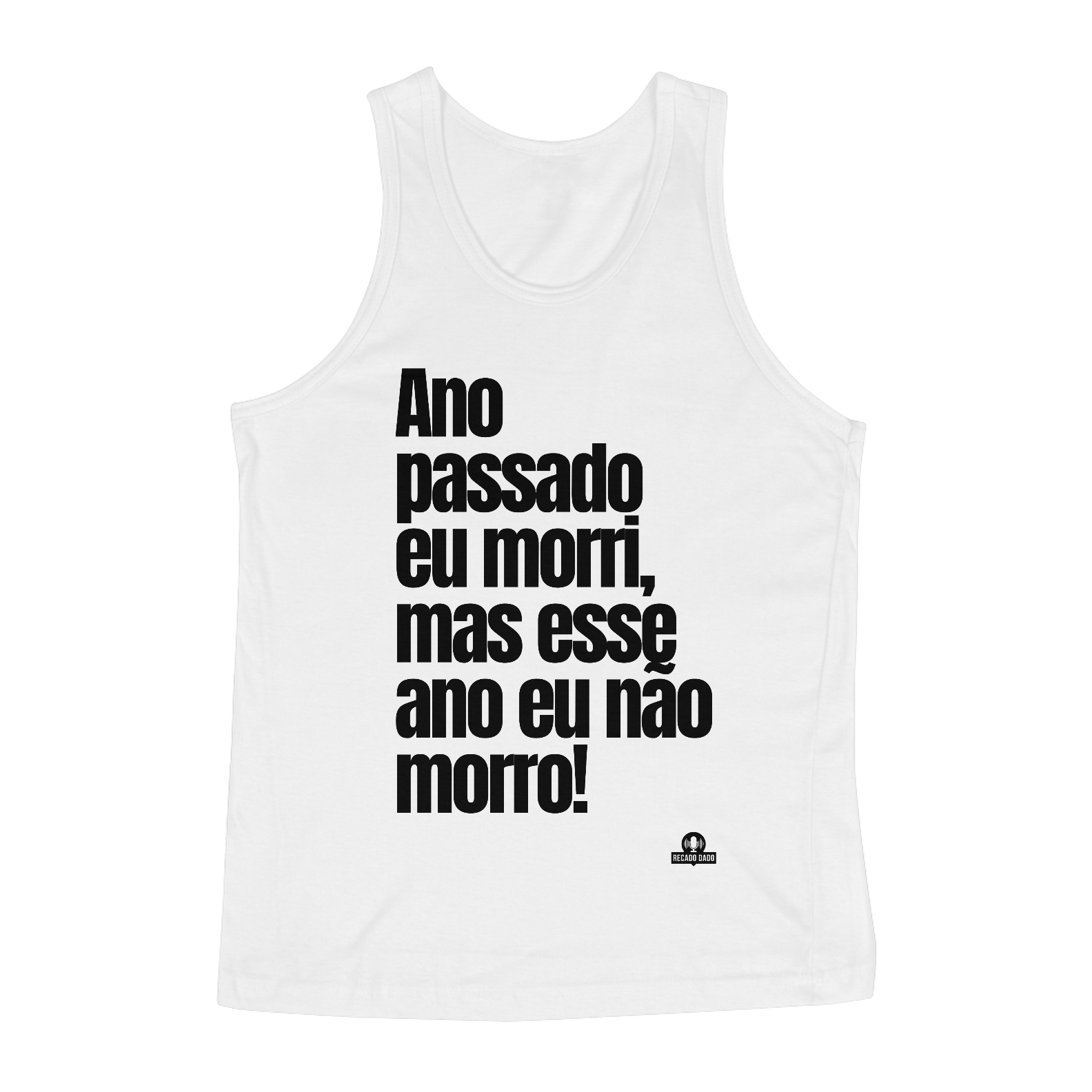 Nome do produto: Camiseta regata de bloquinho com frase do cantor Belchior \