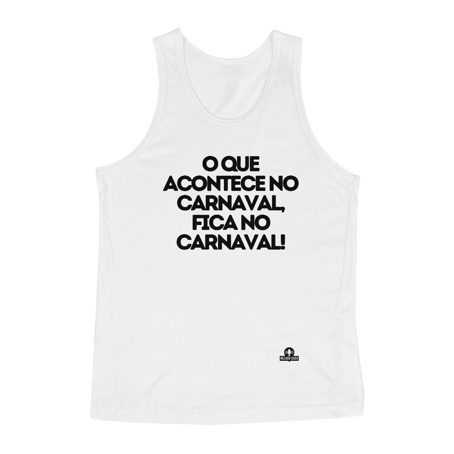 Nome do produto: Camiseta regata de carnaval com frase estampada \