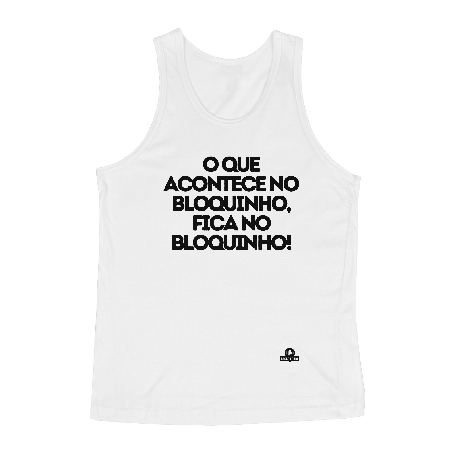 Nome do produto: Camiseta regata de bloquinho de carnaval \