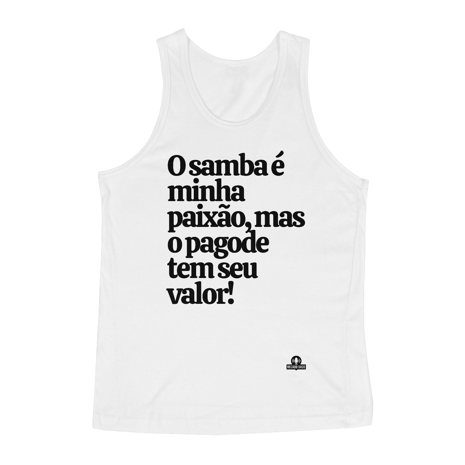 Nome do produto: Camiseta regata de samba com a frase \