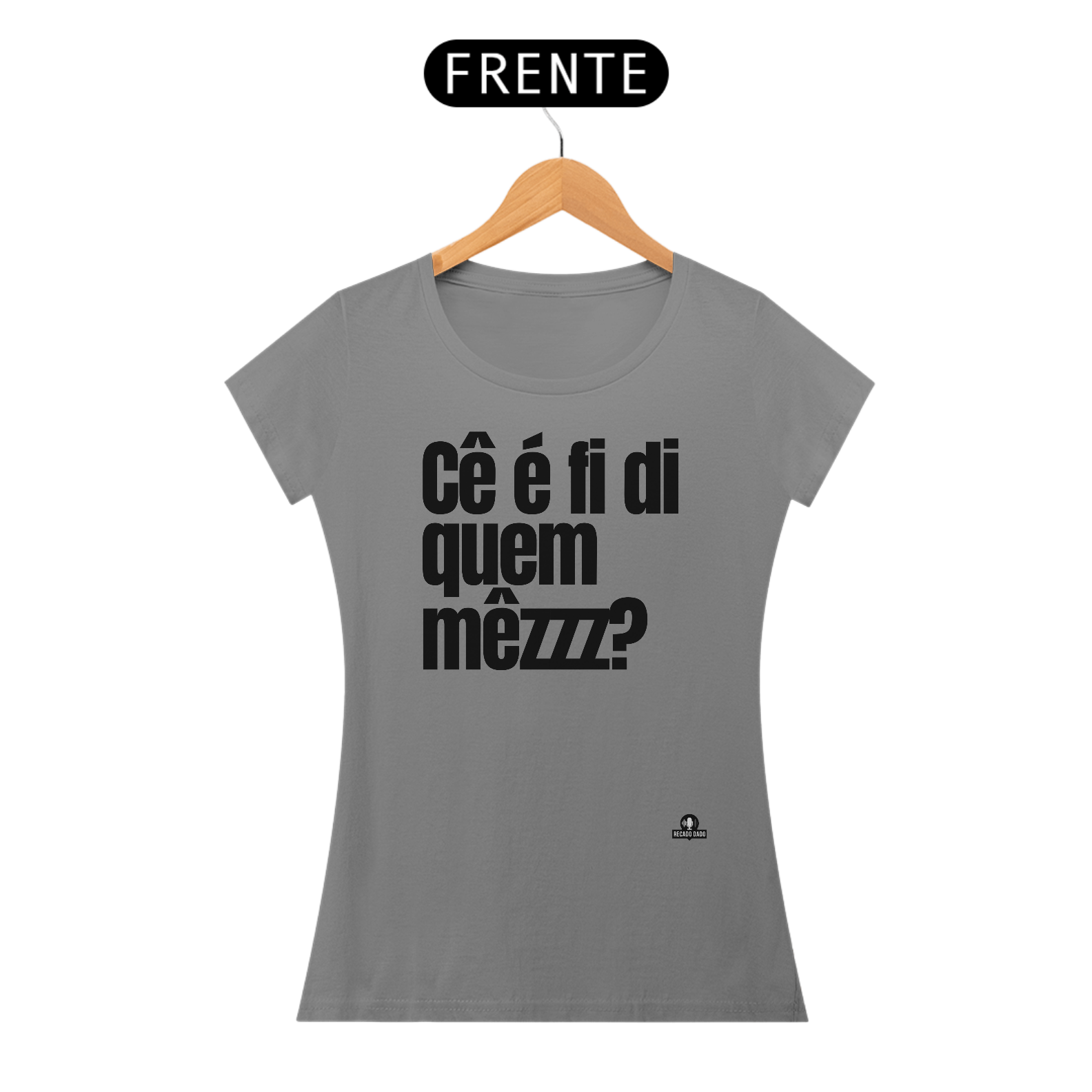 Nome do produto: Camiseta baby long com frase engraçada “Cê é fí di quem mezzz?”, com sotaque mineiro.