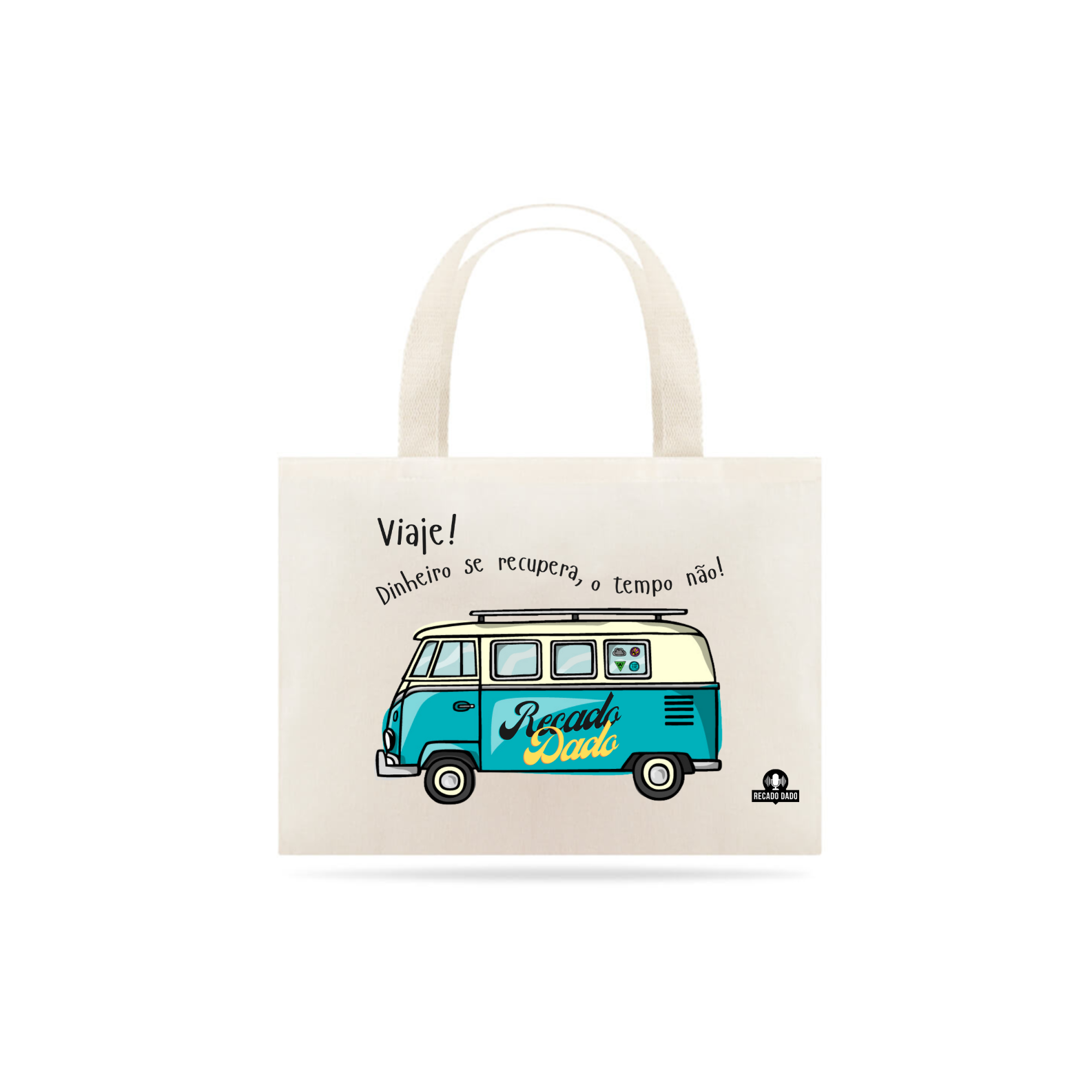 Nome do produto: Ecobag de viagem com linda estampa de Kombi motor home e a frase \