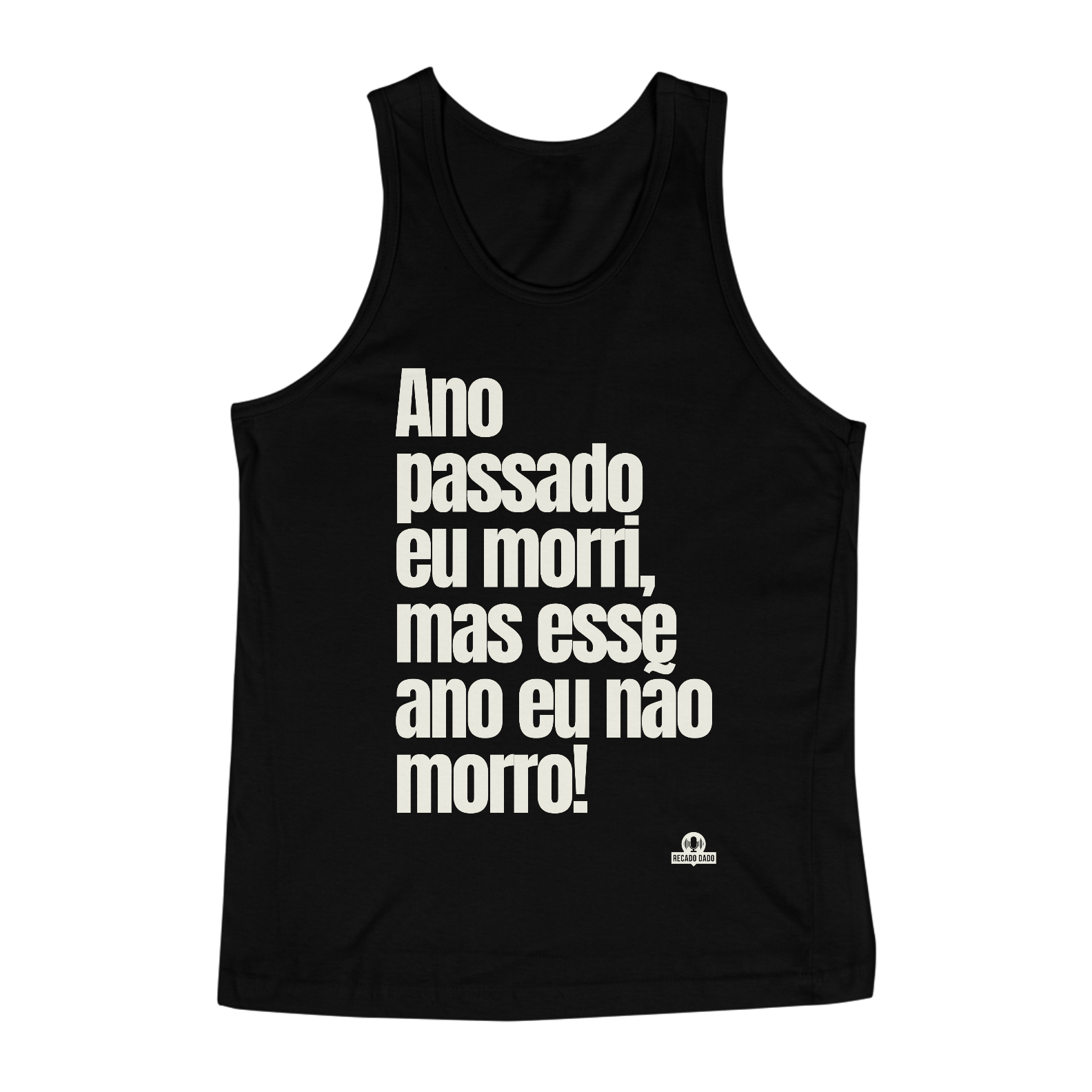 Nome do produto: Camiseta regata de bloquinho com frase do cantor Belchior \