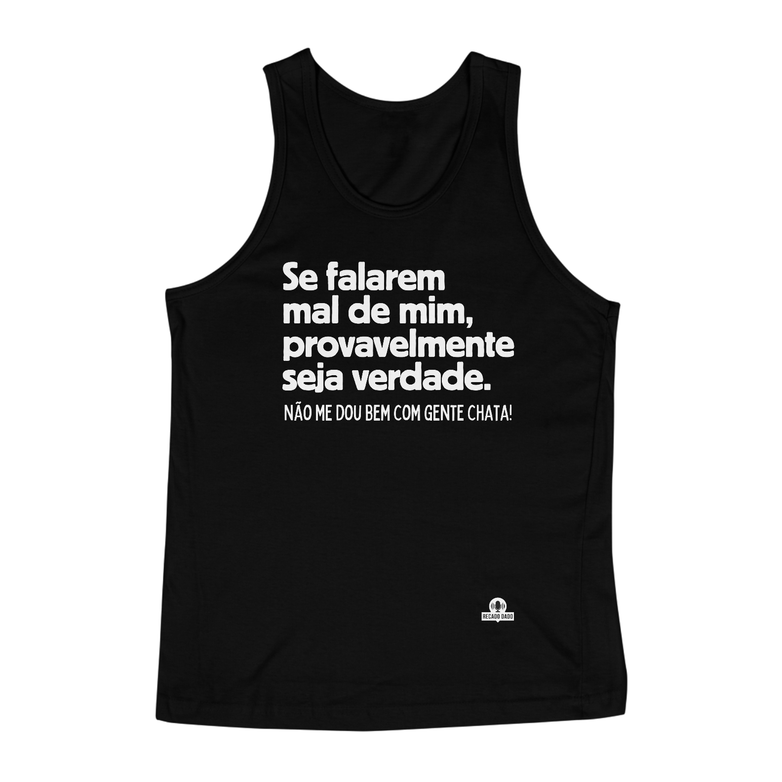 Nome do produto: Camiseta regata com frase de humor \
