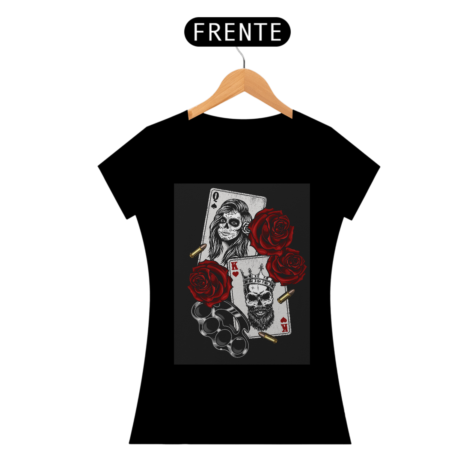 Nome do produto: Camiseta Caveira Rosa Feminina