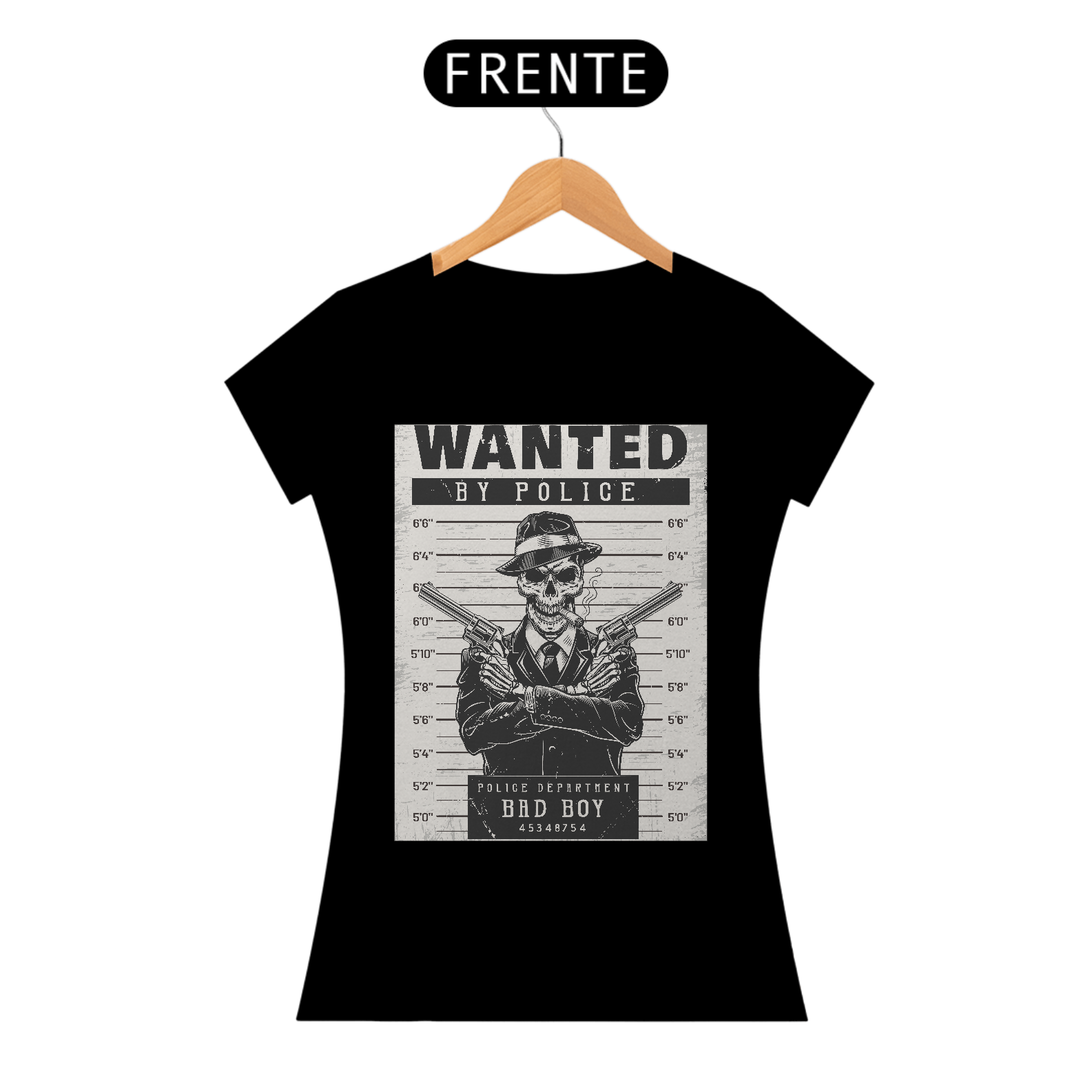 Nome do produto: Camiseta Caveira Procurada Feminina