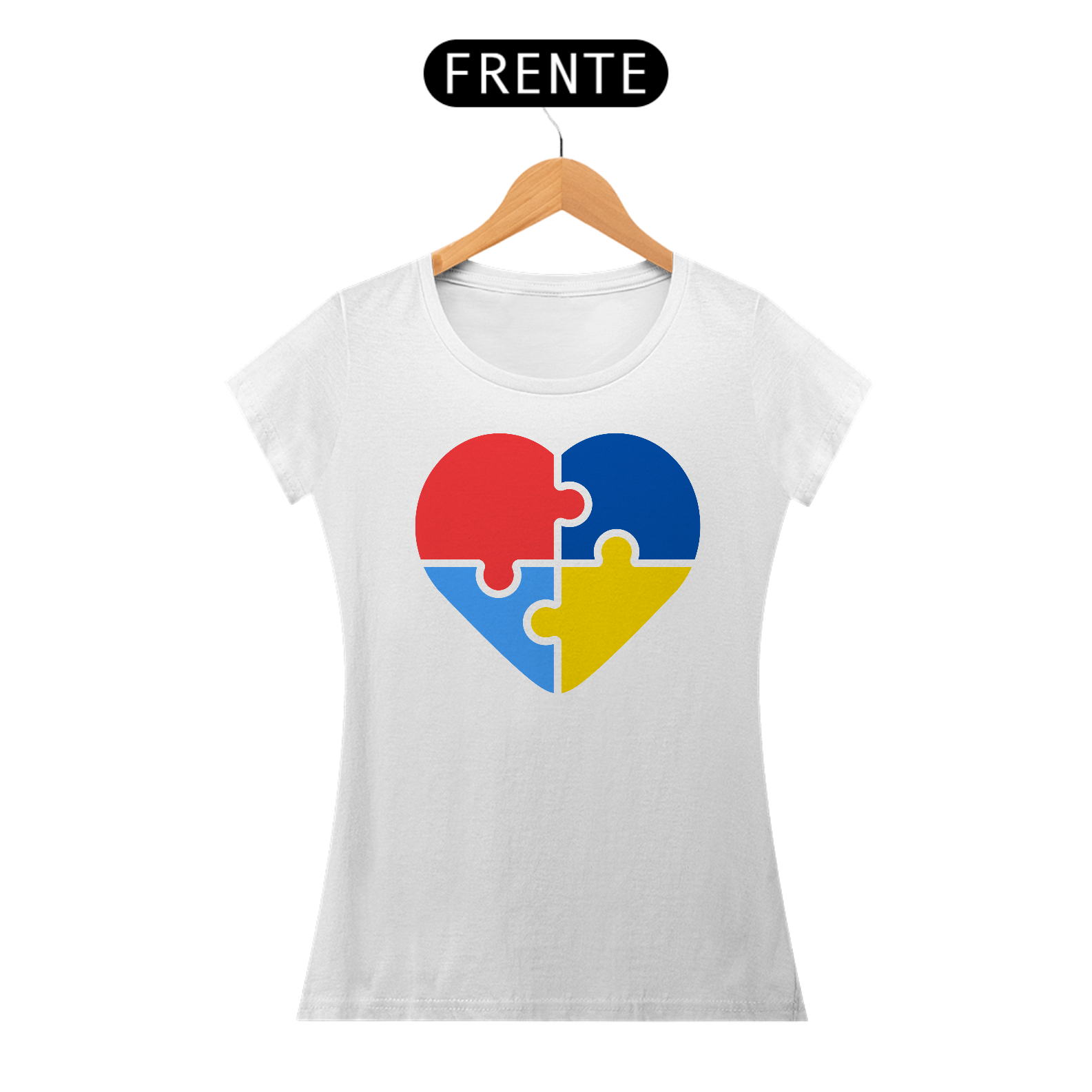 Nome do produto: Camiseta Baby Look - Coração Autista