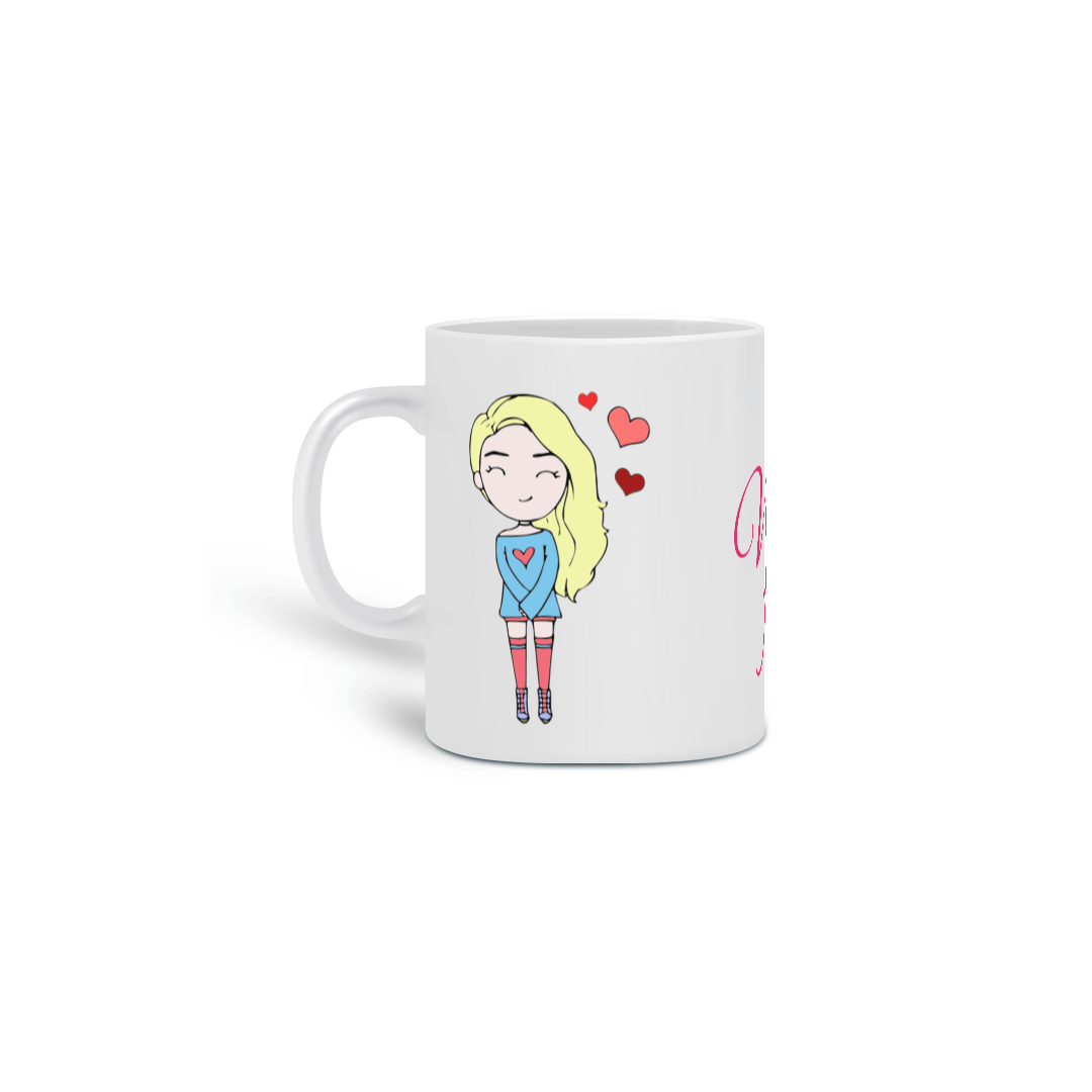 Nome do produto: Caneca Fofinha com bonequinha e a frase: Vida Fofa!