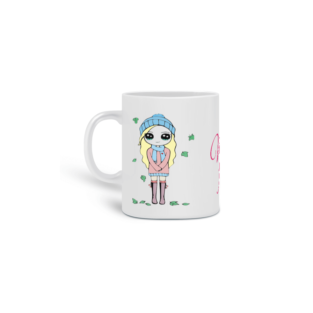 Nome do produto: Caneca Fofa com bonequinha e frase: Vida Fofa!