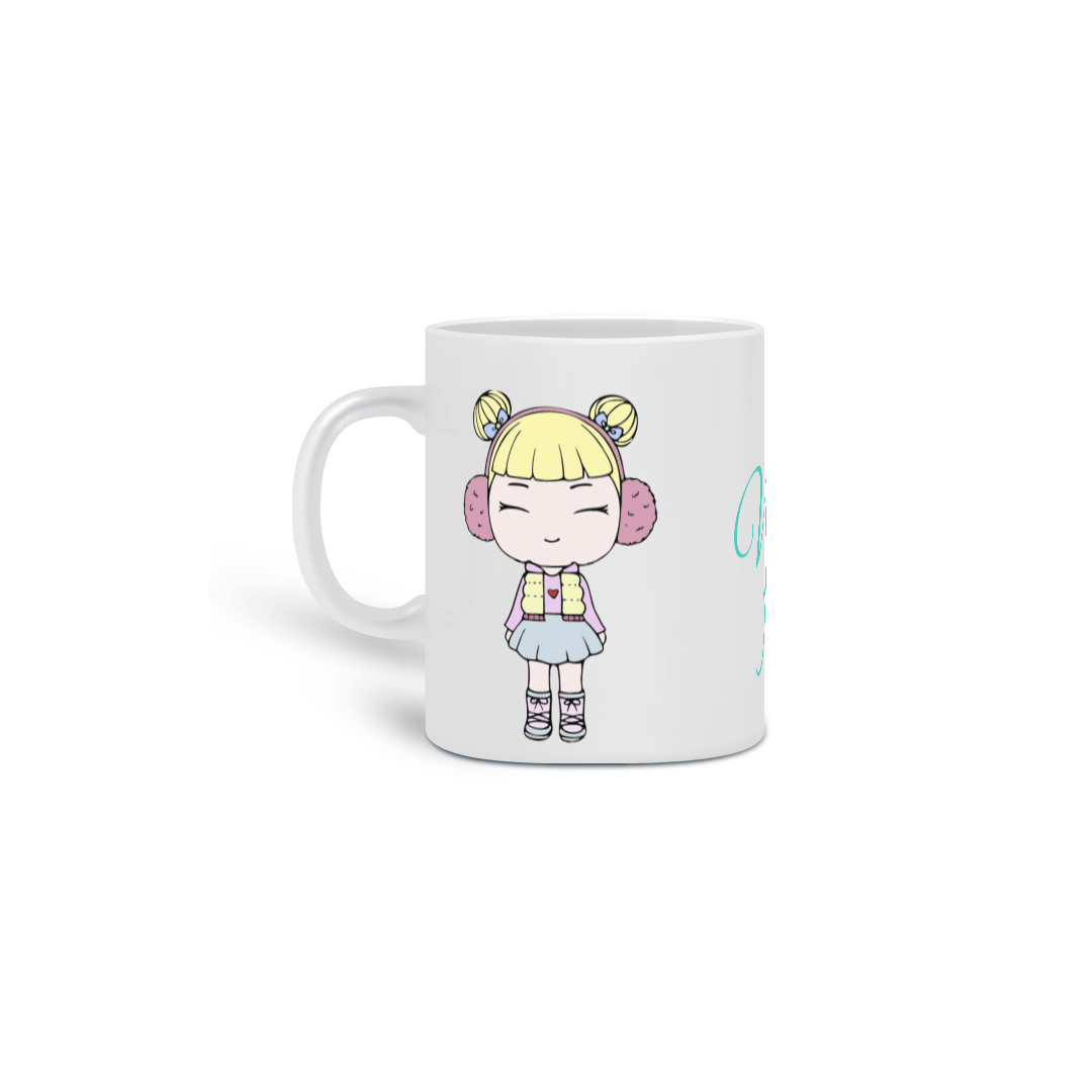 Nome do produto: Caneca Fofa com bonequinha e frase: Vida Fofa!