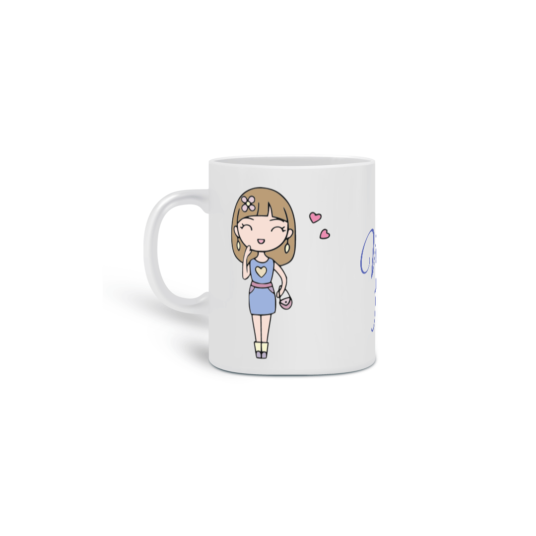 Nome do produto: Caneca Fofinha com bonequinha fofa e frase: Vida Fofa!