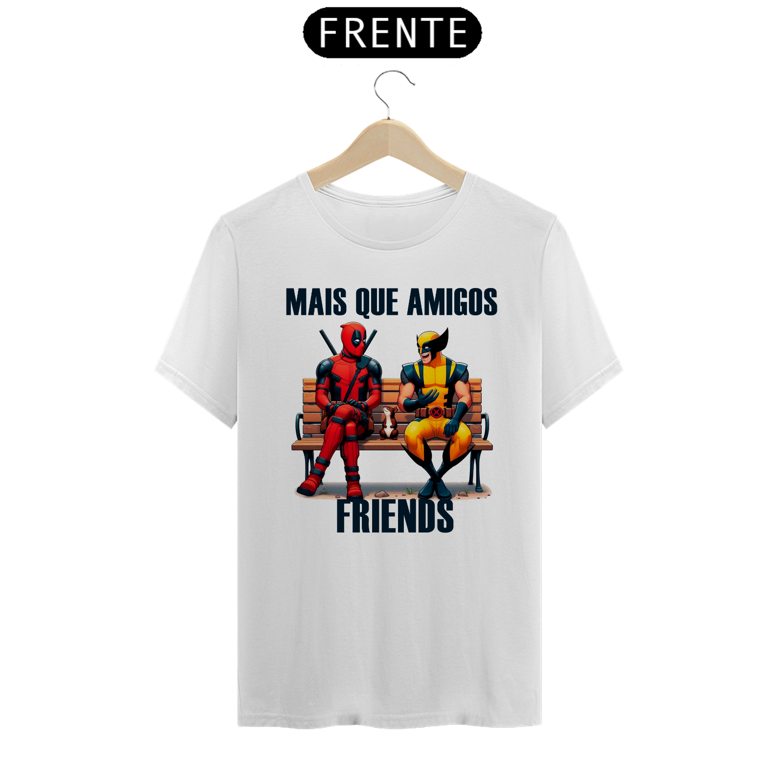 Nome do produto: CAMISETA DEADPOOL E WOLVERINE MAIS QUE AMIGOS