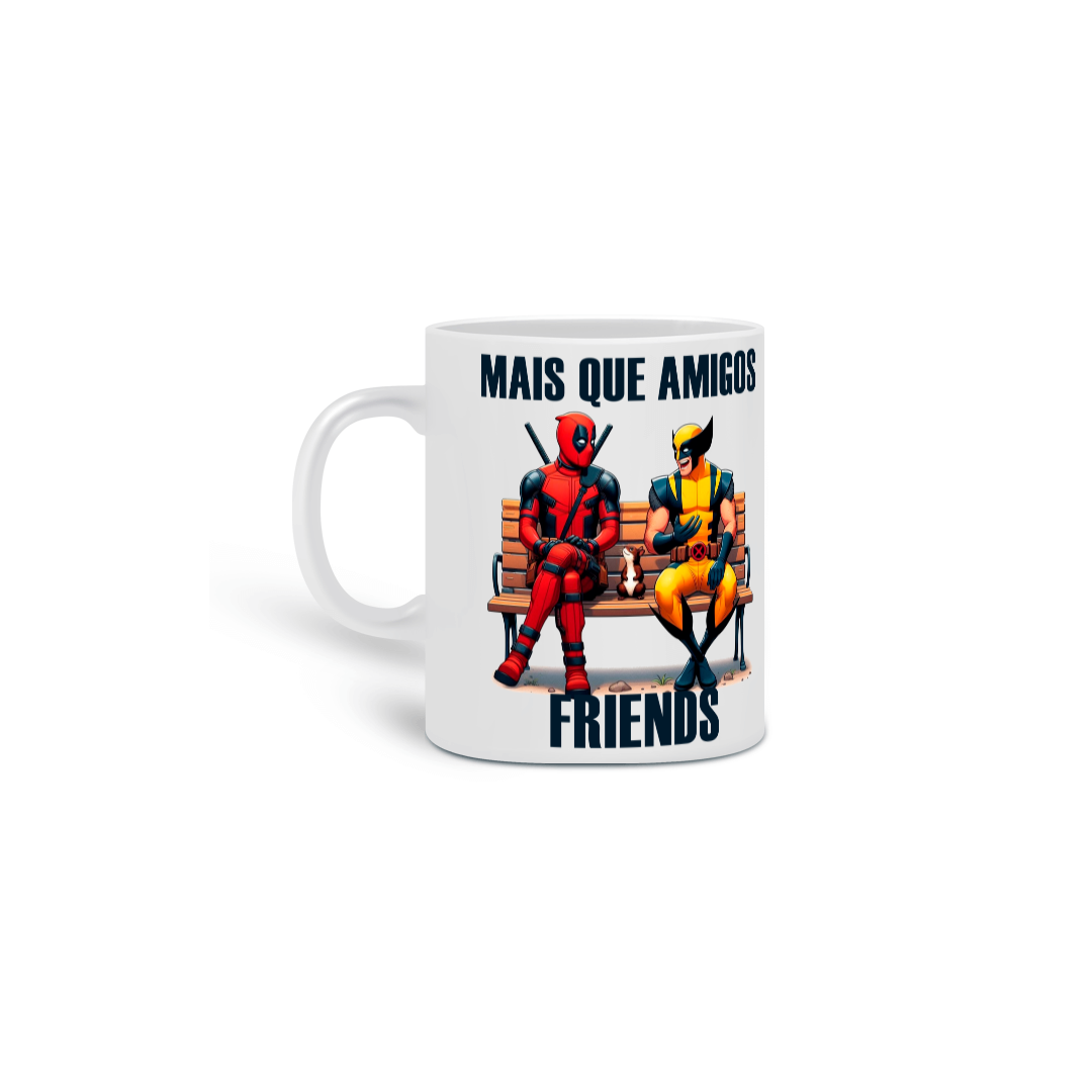Nome do produto: CANECA DEADPOOL E WOLVERINE MAIS QUE AMIGOS