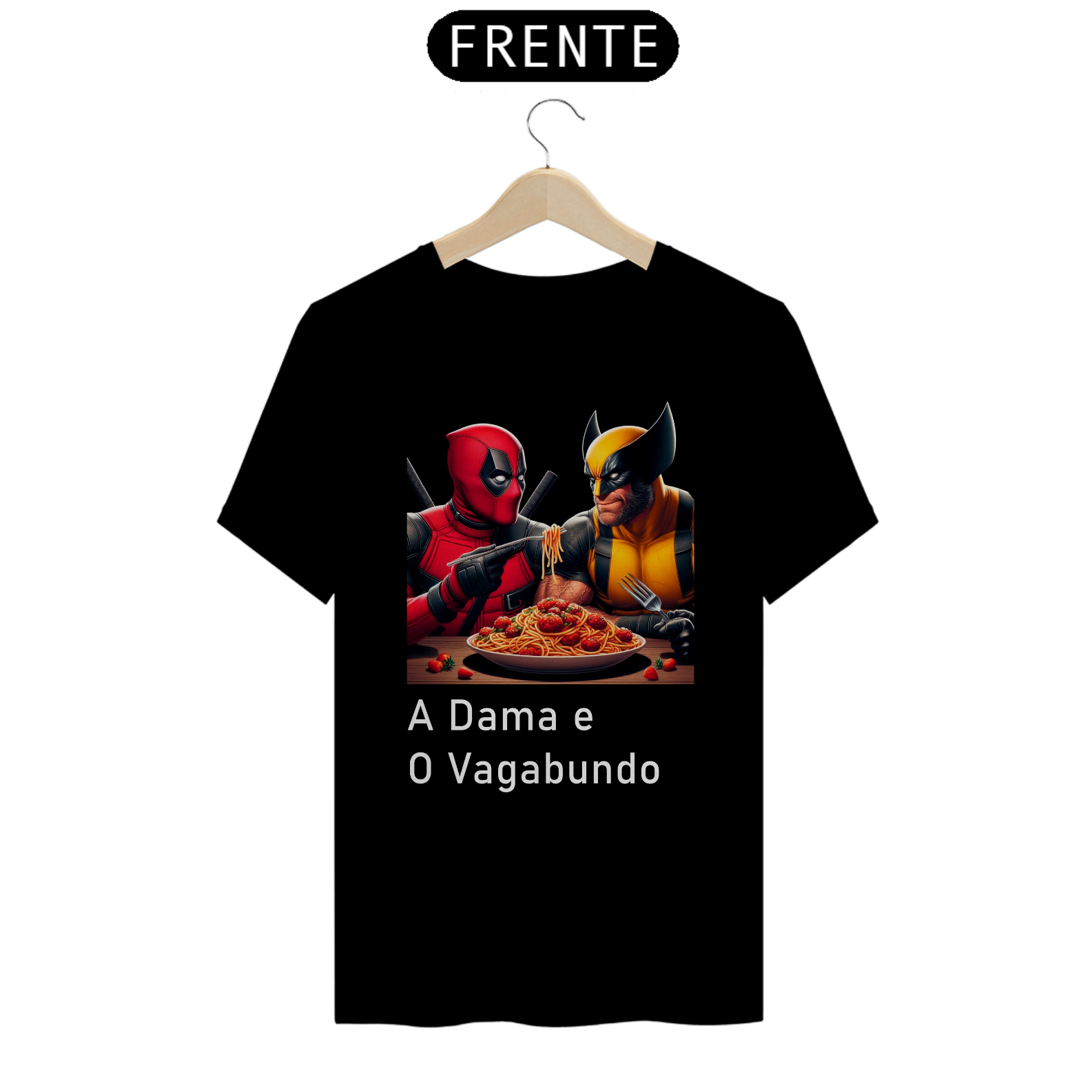Nome do produto: CAMISETA DEADPOOL E WOLVERINE A DAMA E O VAGABUNDO