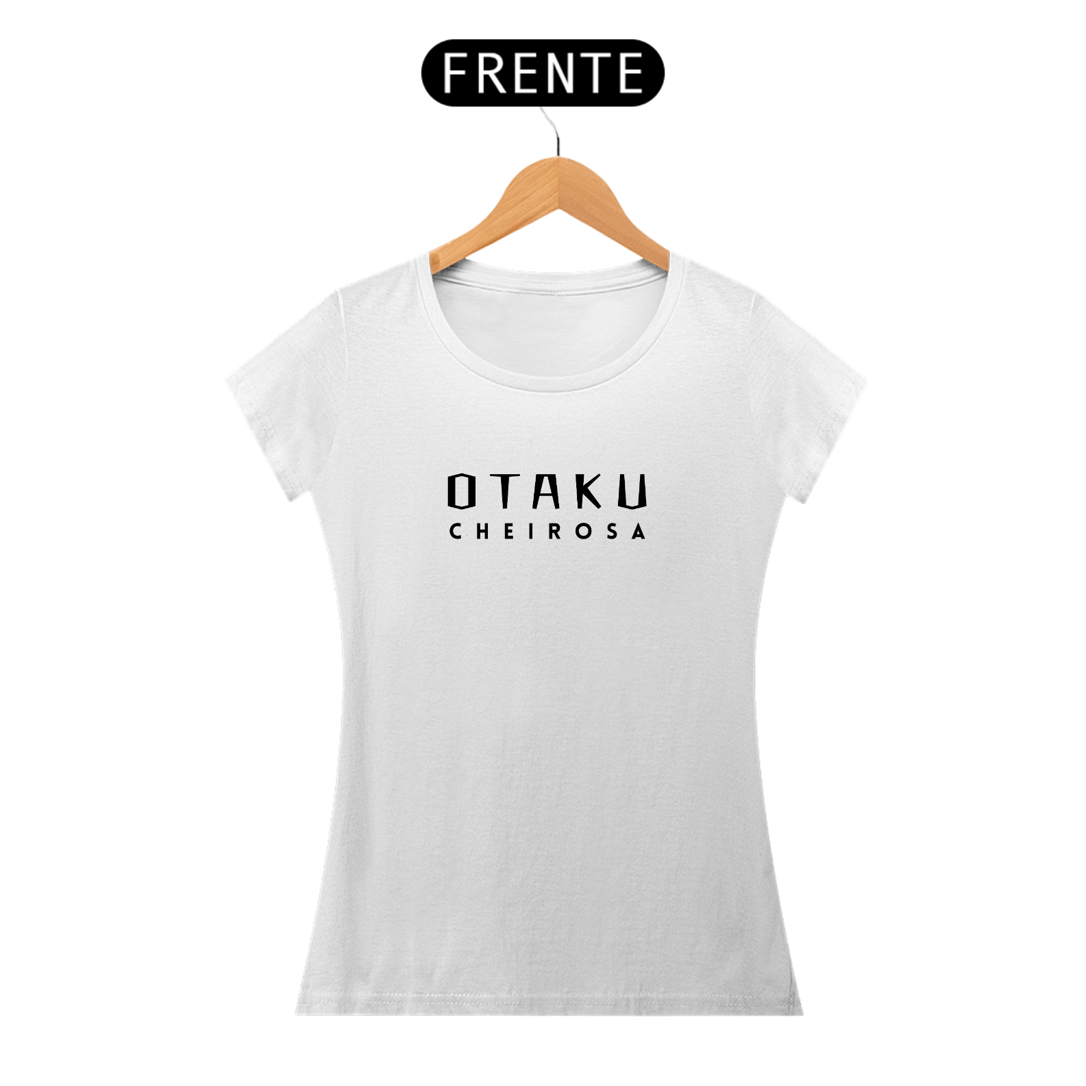 Camiseta feminina - Otaku cheirosa - fonte preta