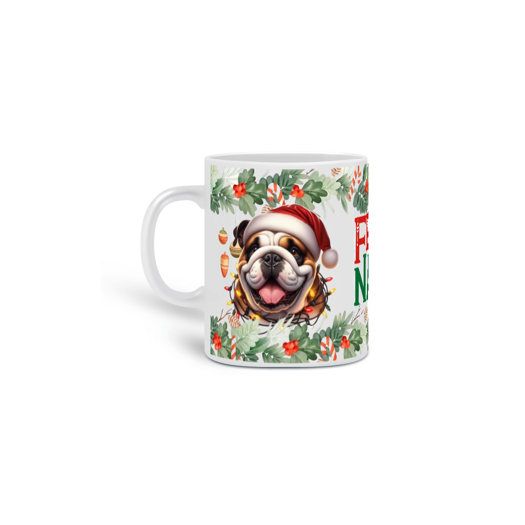 Caneca Natal - Bulldog Inglês (III)