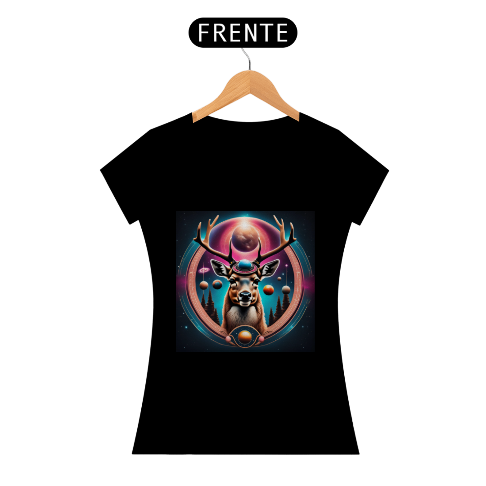 Nome do produto: Camiseta Feminina Veado Estelar