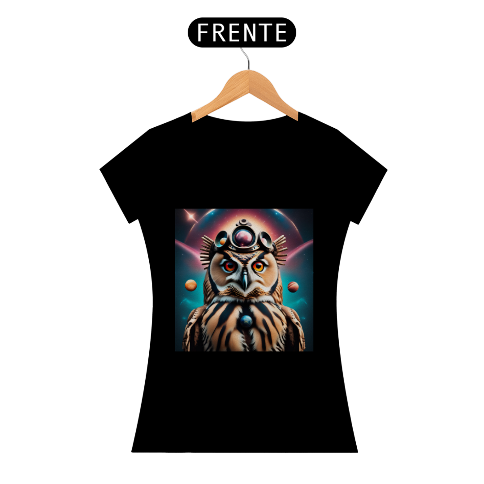 Nome do produto: Camiseta Feminina Coruja Estelar