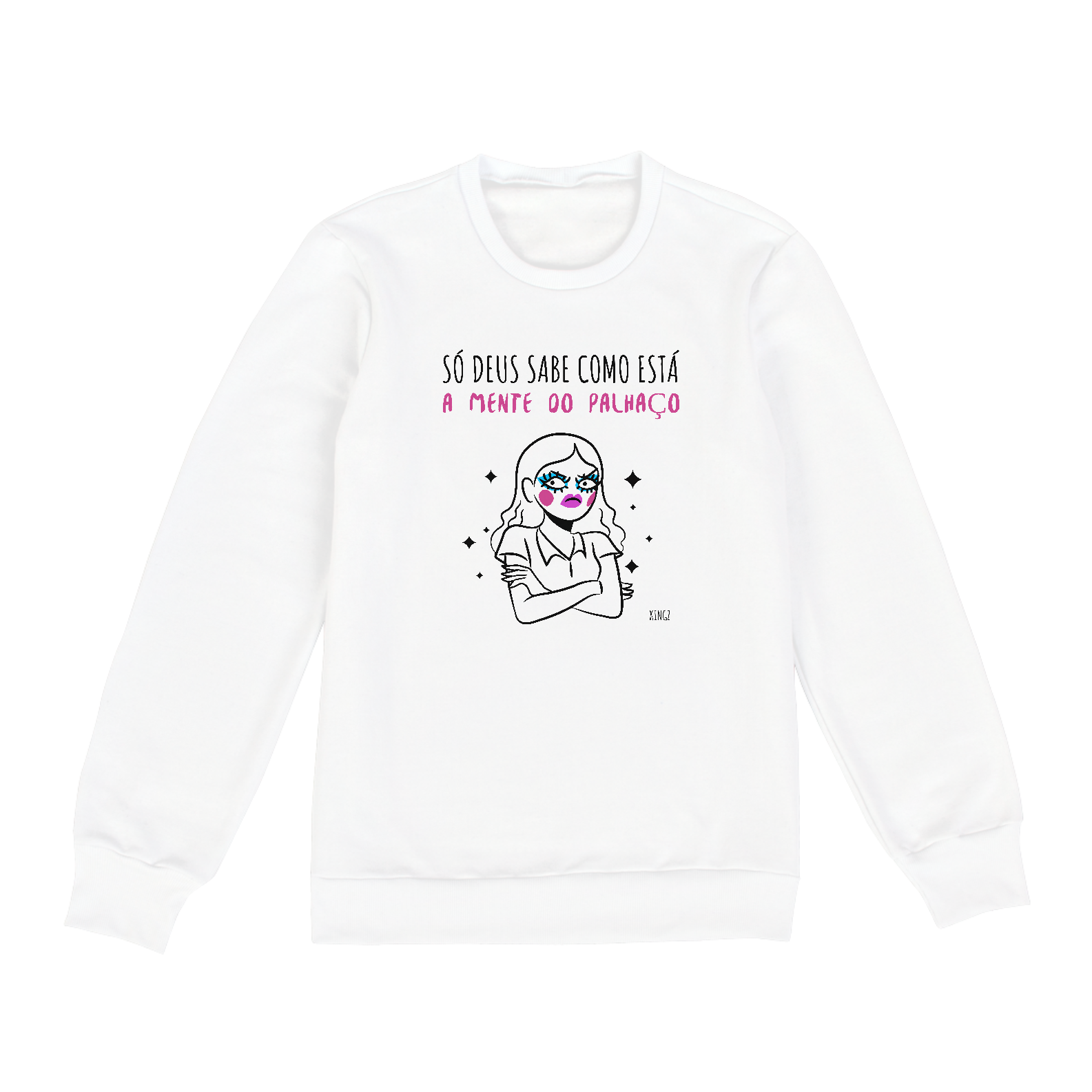 Nome do produto: Moletom Só Deus sabe como está a mente do palhaço