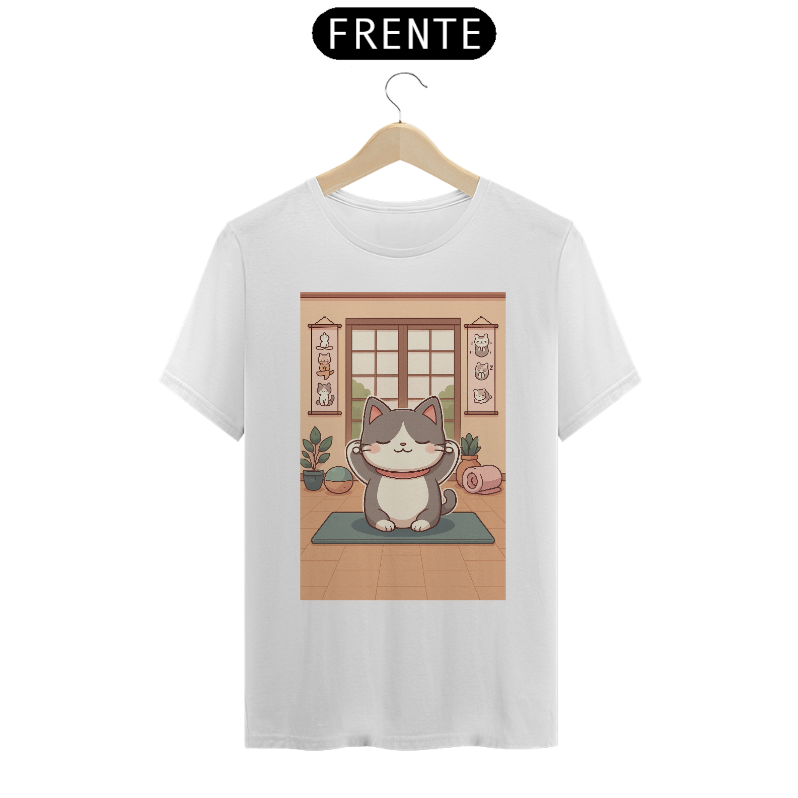 Camiseta Unissex Yoga Cat - the Gray