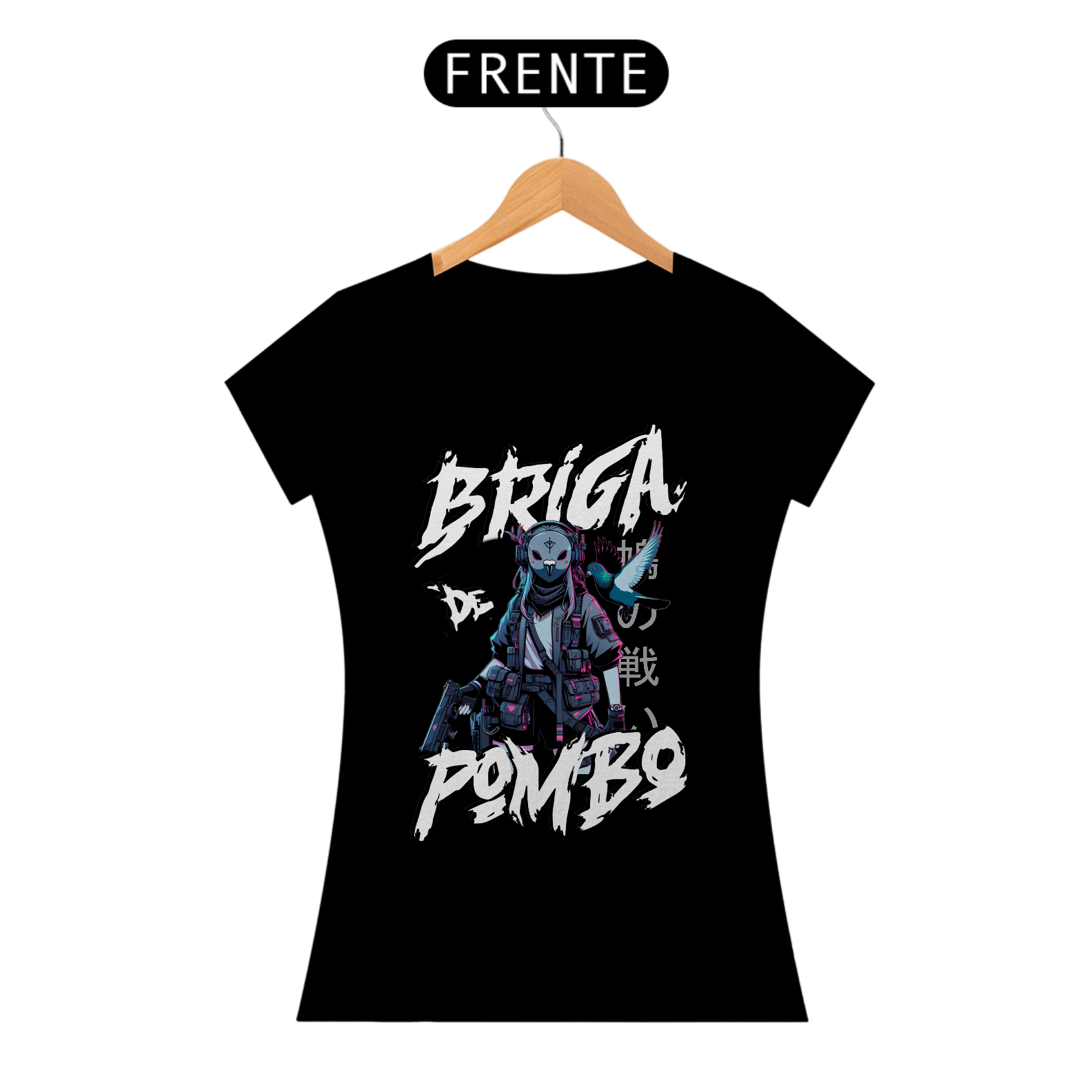 Camiseta Feminina Garota Cyberpunk - Estampa na frente