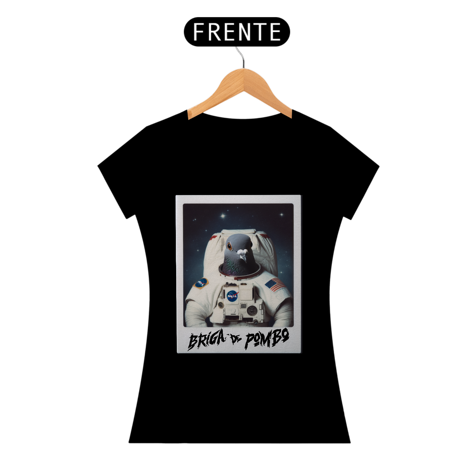Camiseta Feminina Pombo Astrunauta - Estampa na frente
