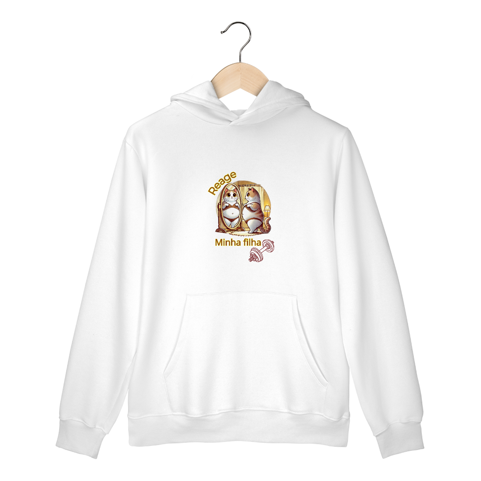 Nome do produto: Moletom Canguru - Reage minha filha