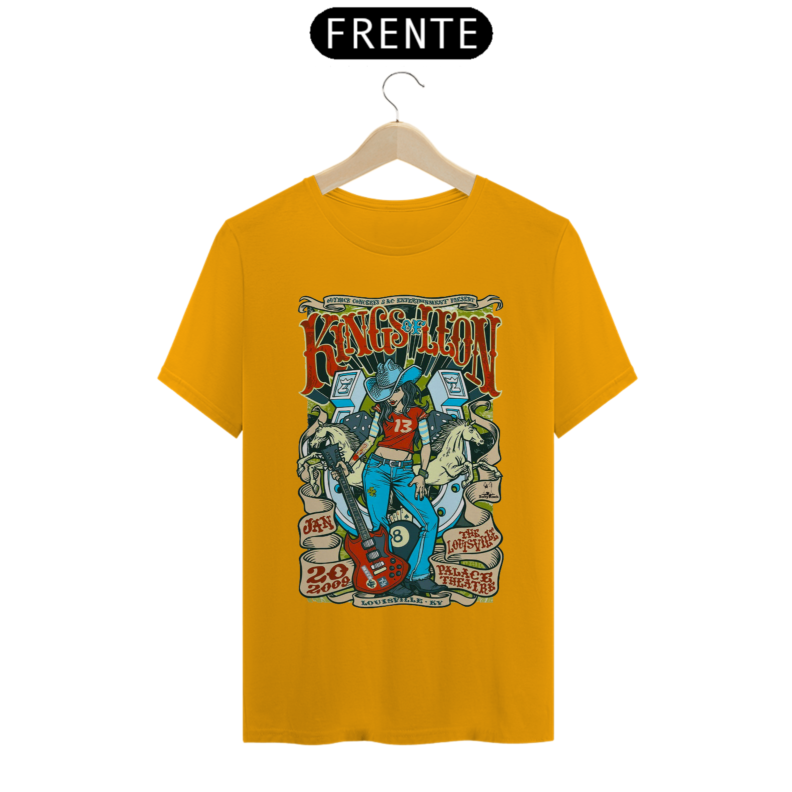 Nome do produto: Camiseta Kings of Leon de 2009 show em Louisville- NOSSAS CAMISETAS SÃO MAIS AJUSTADAS AO CORPO - ANTES DE FINALIZAR, VEJA TABELA DE MEDIDAS ABAIXO DO BOTÃO COMPRAR OU COMPRE UM TAMANHO MAIOR.