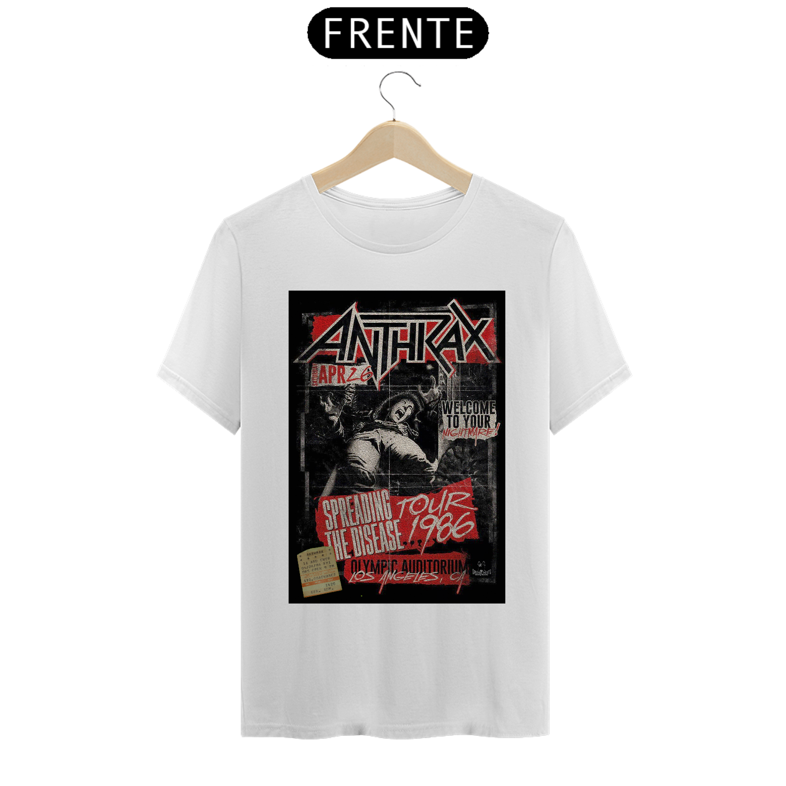 Nome do produto: Camiseta Anthrax de 1986 show em L.A. - ANTES DE COMPRAR VEJA TABELA DE MEDIDAS ABAIXO DO BOTÃO COMPRAR, POIS TROCA POR ERRO DE TAMANHO É DE RESPONSABILIDADE SUA E GERA CUSTO PRA VOCÊ
