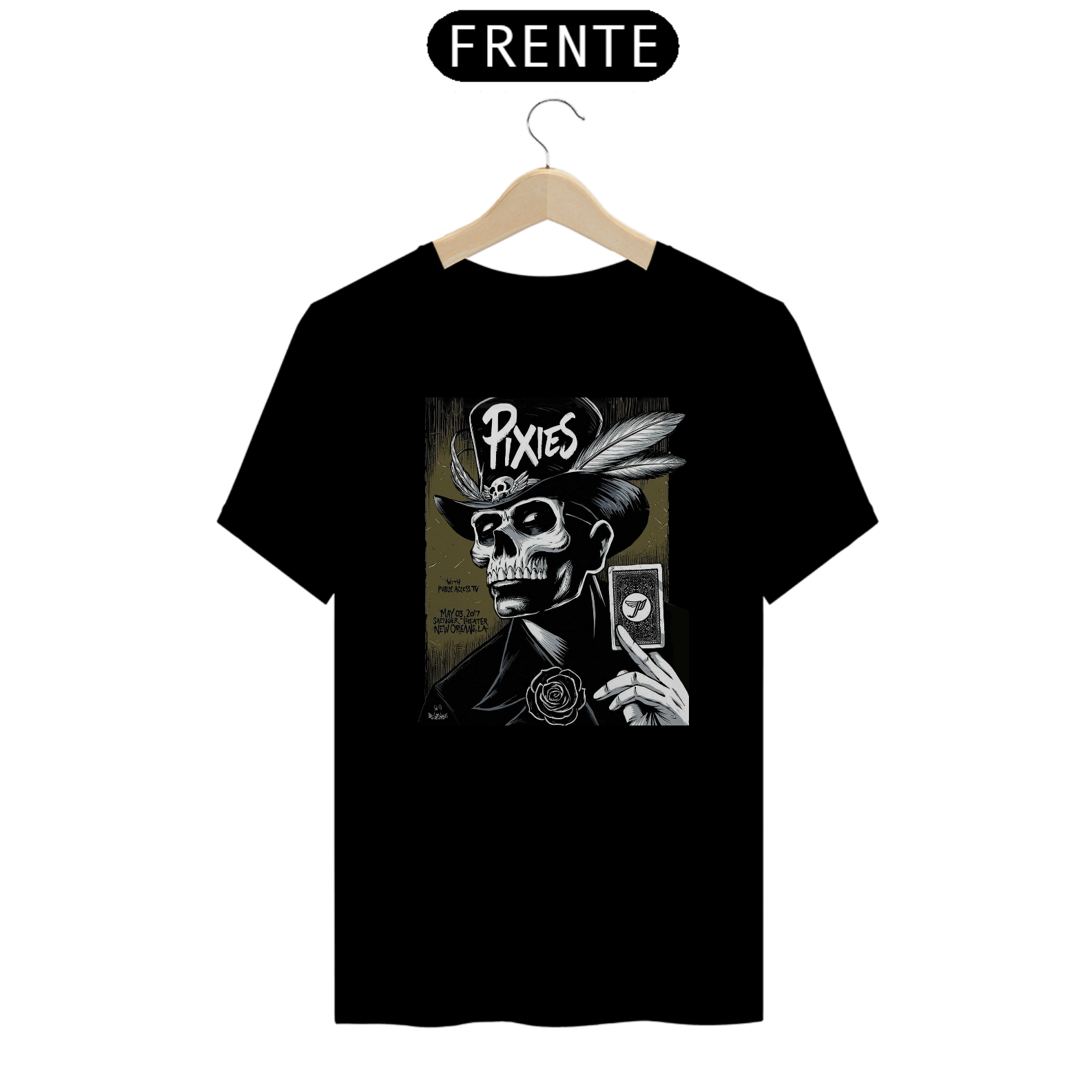 Nome do produto: Camiseta Pixies Show em New Orleans 2017 - ANTES DE COMPRAR VEJA TABELA DE MEDIDAS ABAIXO DO BOTÃO COMPRAR, POIS TROCA POR ERRO DE TAMANHO É DE RESPONSABILIDADE SUA E GERA CUSTO PRA VOCÊ