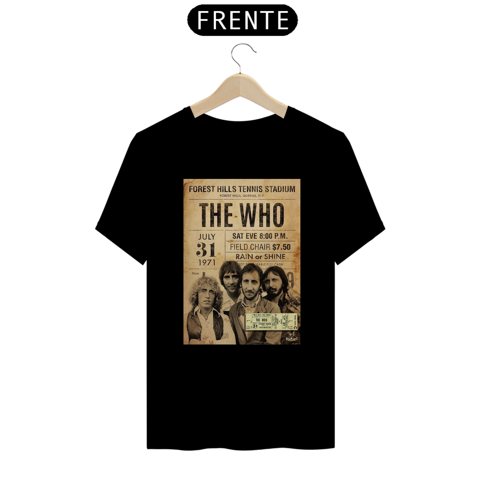 Nome do produto: Camiseta The Who 1971 Nova Yorque com o ingresso original - ANTES DE COMPRAR VEJA TABELA DE MEDIDAS ABAIXO DO BOTÃO COMPRAR, POIS TROCA POR ERRO DE TAMANHO É DE RESPONSABILIDADE SUA E GERA CUSTO PRA VOCÊ