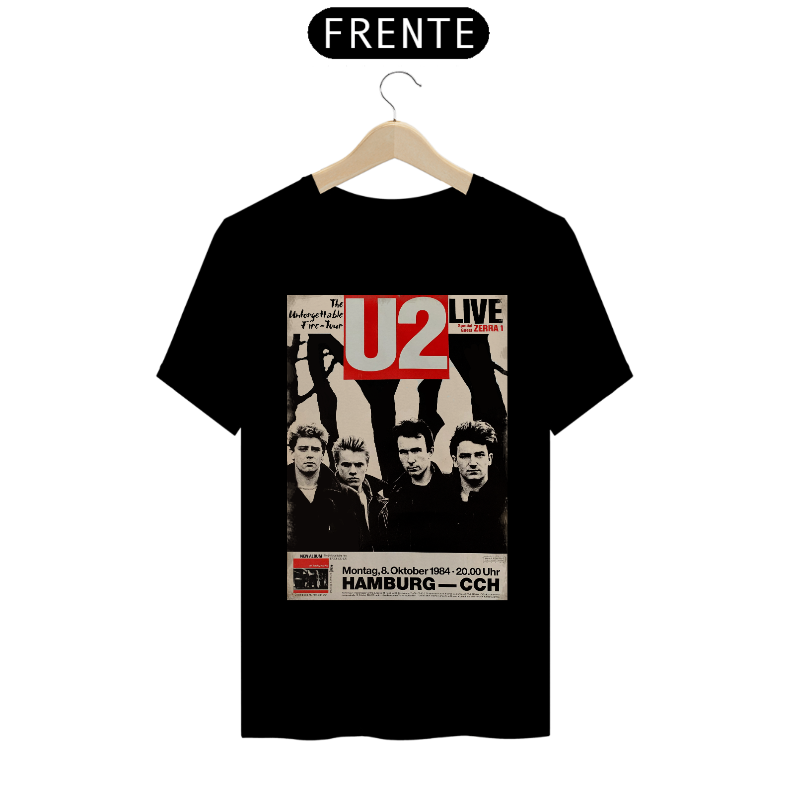 Nome do produto: Camiseta U2 primeiro Show na alemanha da turnê Unforgetable fire de 1984 - ANTES DE COMPRAR VEJA TABELA DE MEDIDAS ABAIXO DO BOTÃO COMPRAR, POIS TROCA POR ERRO DE TAMANHO É DE RESPONSABILIDADE SUA E GERA CUSTO PRA VOCÊ
