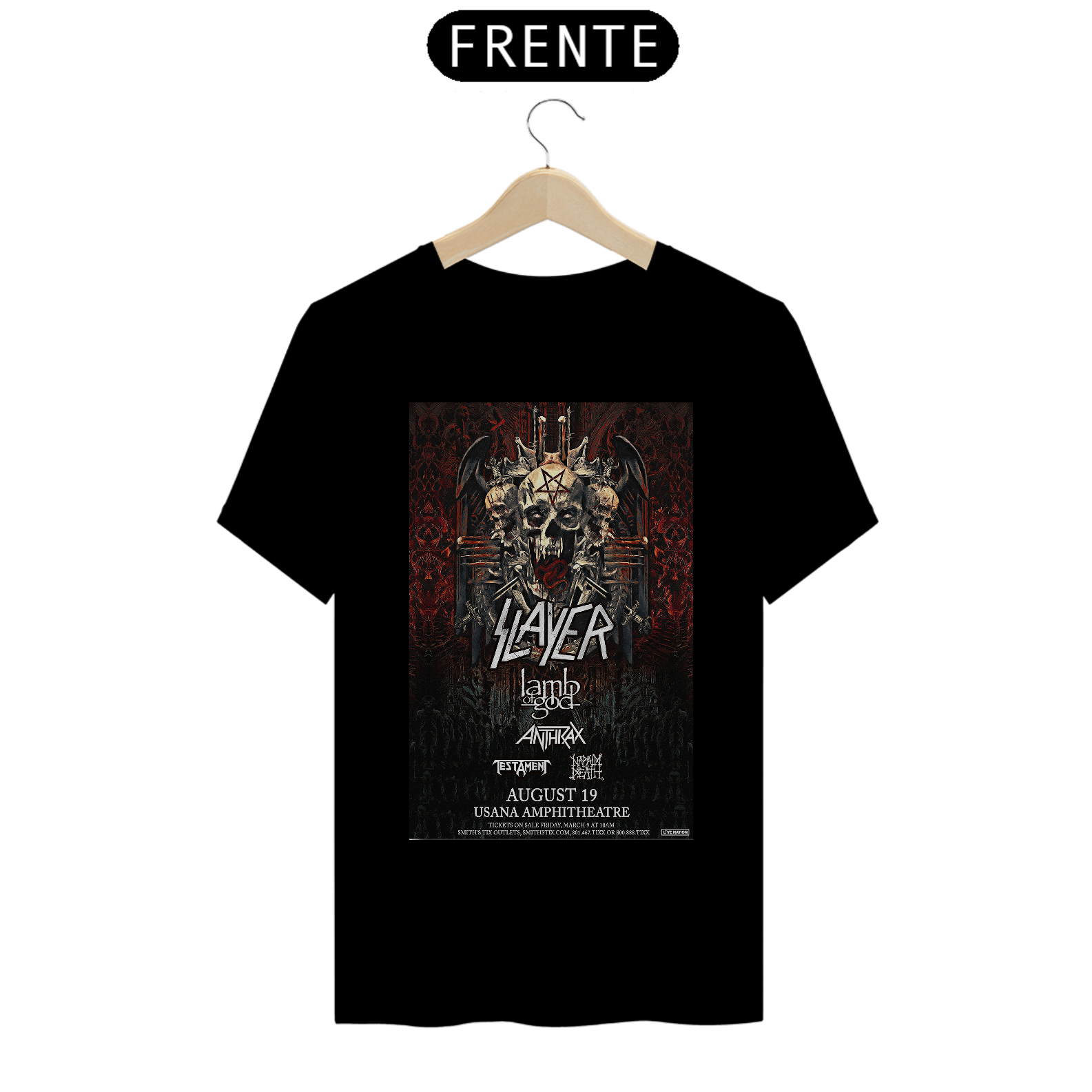 Nome do produto: Camiseta Slayer da Turnê de despedida da banda em 2018 - ANTES DE COMPRAR VEJA TABELA DE MEDIDAS ABAIXO DO BOTÃO COMPRAR, POIS TROCA POR ERRO DE TAMANHO É DE RESPONSABILIDADE SUA E GERA CUSTO PRA VOCÊ