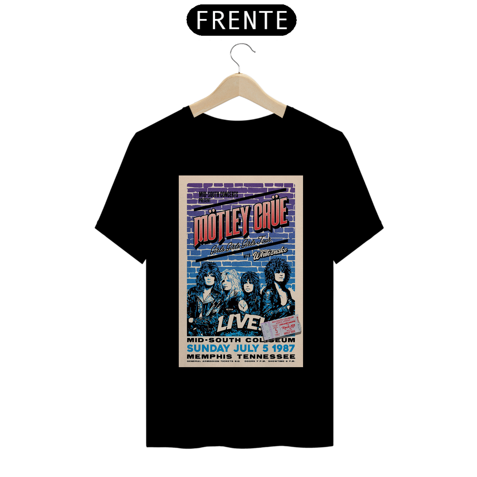Nome do produto: Camiseta Motley Crue Show em Memphis 1987 com abertura do Whitesnake com ingresso original - ANTES DE COMPRAR VEJA TABELA DE MEDIDAS ABAIXO DO BOTÃO COMPRAR, POIS TROCA POR ERRO DE TAMANHO É DE RESPONSABILIDADE SUA E GERA CUSTO PRA VOCÊ