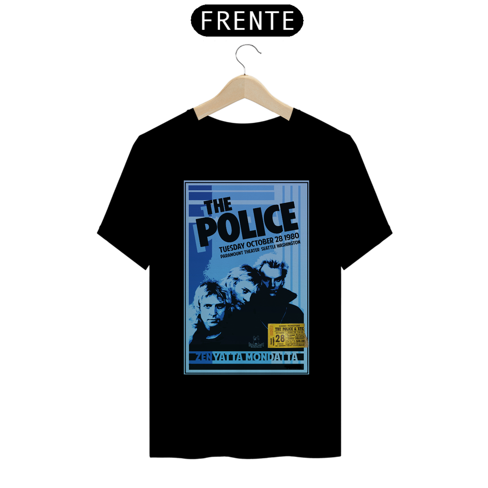 Nome do produto: Camiseta The Police Show em Seatle de 1980 da turnê Zenyatta Mondata com ingresso original - ANTES DE COMPRAR VEJA TABELA DE MEDIDAS ABAIXO DO BOTÃO COMPRAR, POIS TROCA POR ERRO DE TAMANHO É DE RESPONSABILIDADE SUA E GERA CUSTO PRA VOCÊ