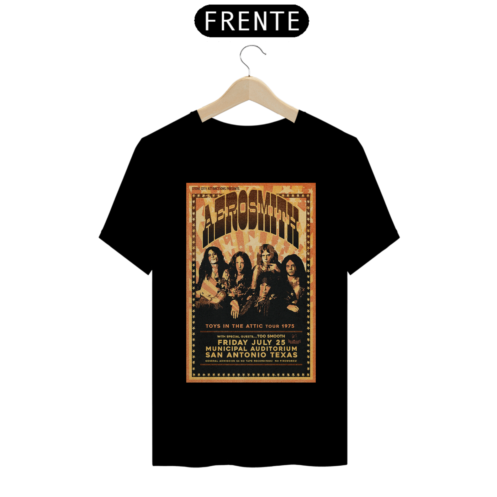 Nome do produto: Camiseta Aerosmith Show de 1975 no Texas - ANTES DE COMPRAR VEJA TABELA DE MEDIDAS ABAIXO DO BOTÃO COMPRAR, POIS TROCA POR ERRO DE TAMANHO É DE RESPONSABILIDADE SUA E GERA CUSTO PRA VOCÊ