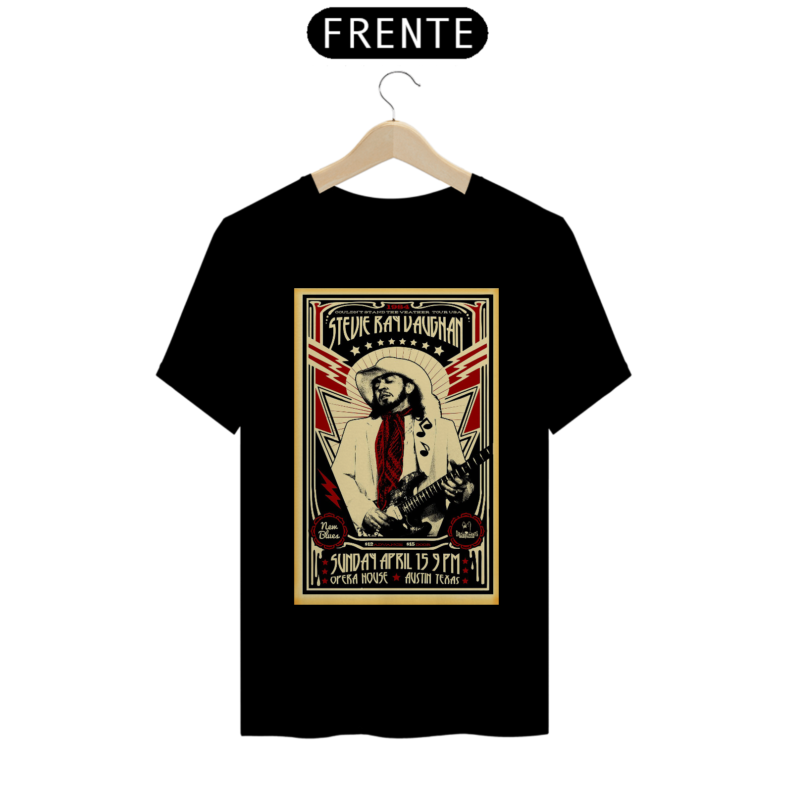 Nome do produto: Camiseta Stevie Ray Vaughan de 1984 Show no Texas - ANTES DE COMPRAR VEJA TABELA DE MEDIDAS ABAIXO DO BOTÃO COMPRAR, POIS TROCA POR ERRO DE TAMANHO É DE RESPONSABILIDADE SUA E GERA CUSTO PRA VOCÊ