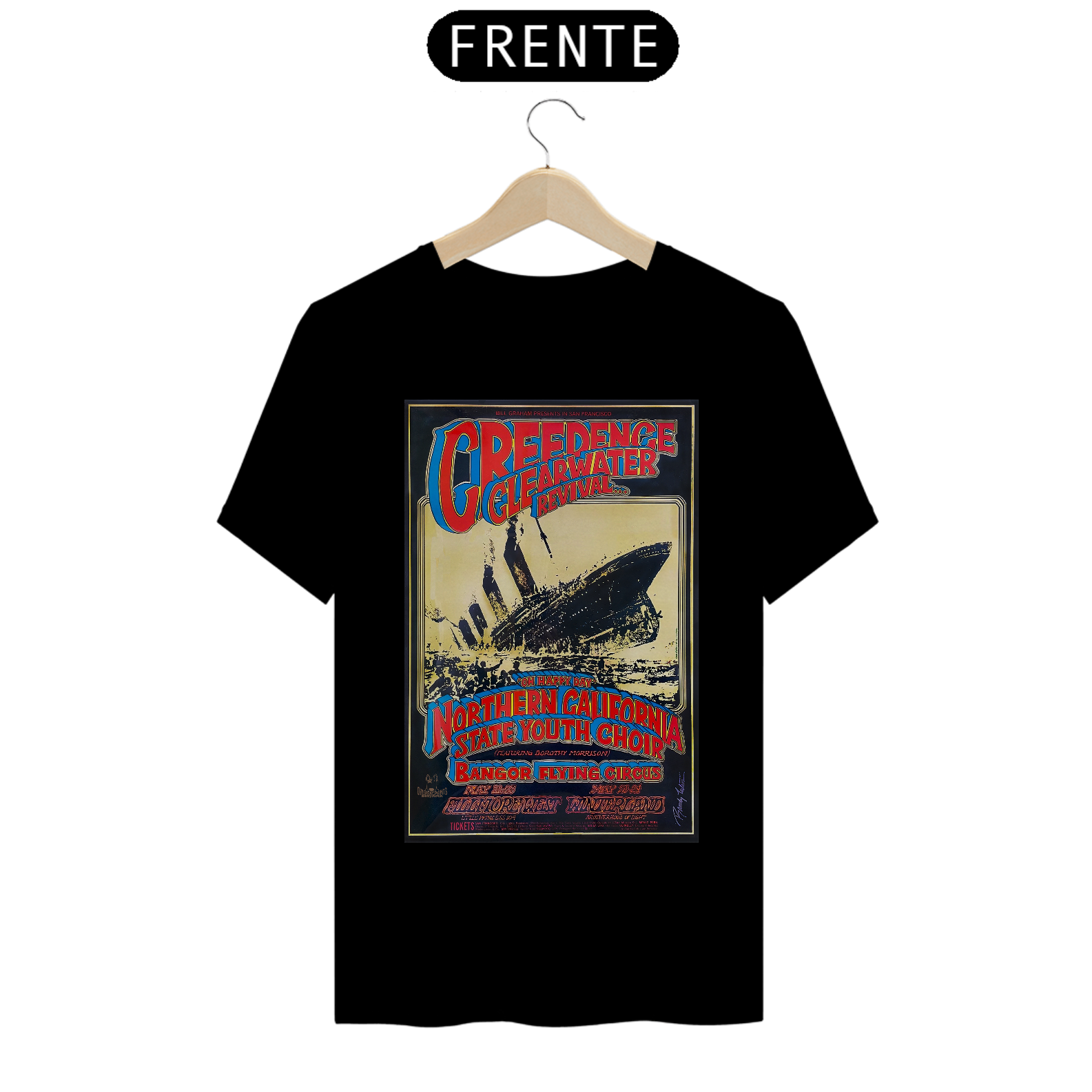 Nome do produto: Camiseta Creedence Clearwater Revival Show de 1969 em San Francisco - ANTES DE COMPRAR VEJA TABELA DE MEDIDAS ABAIXO DO BOTÃO COMPRAR, POIS TROCA POR ERRO DE TAMANHO É DE RESPONSABILIDADE SUA E GERA CUSTO PRA VOCÊ