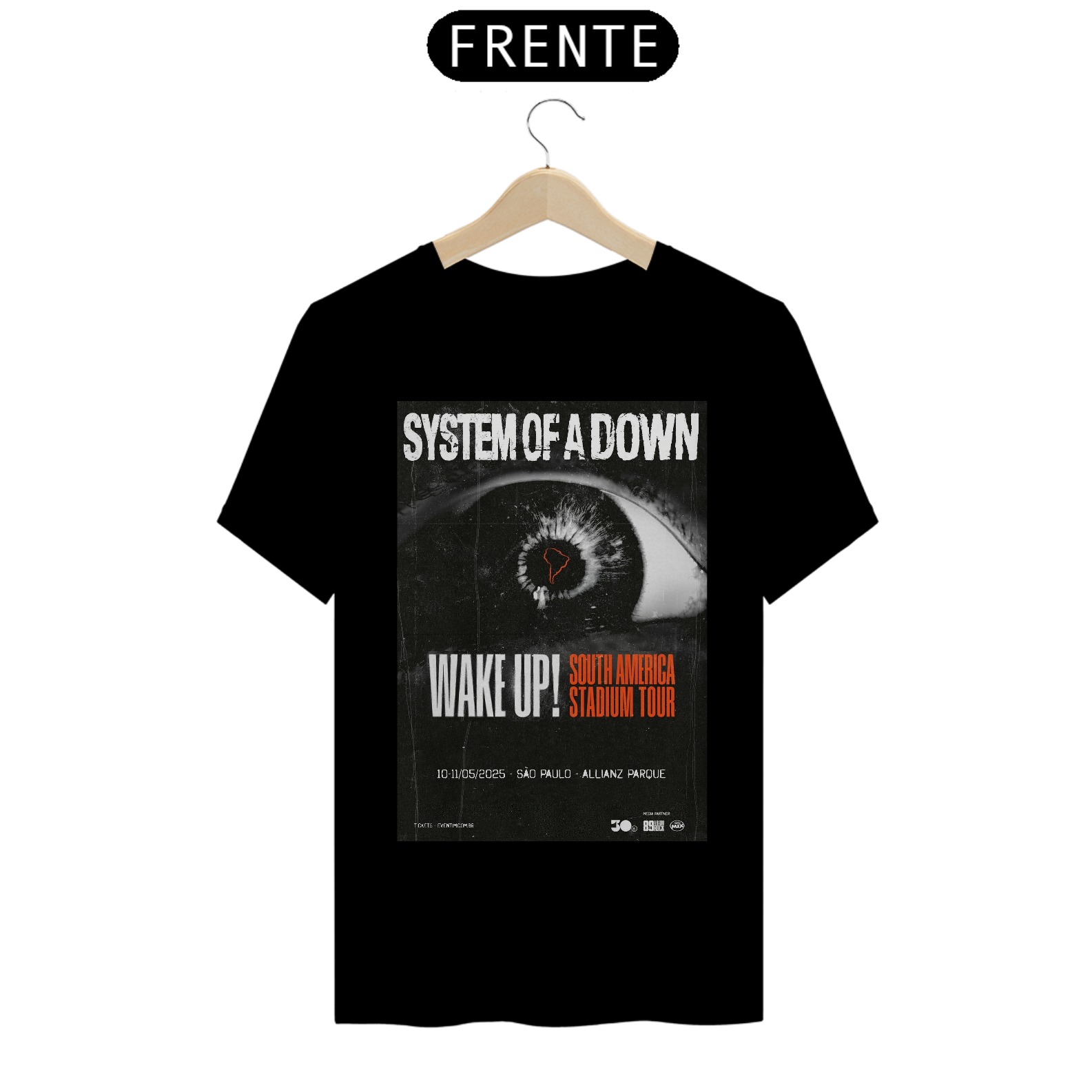 Nome do produto: Camiseta System Of A Down Allianz Parque - NOSSAS CAMISETAS SÃO MAIS AJUSTADAS AO CORPO - ANTES DE FINALIZAR, VEJA TABELA DE MEDIDAS ABAIXO DO BOTÃO COMPRAR OU COMPRE UM TAMANHO MAIOR.