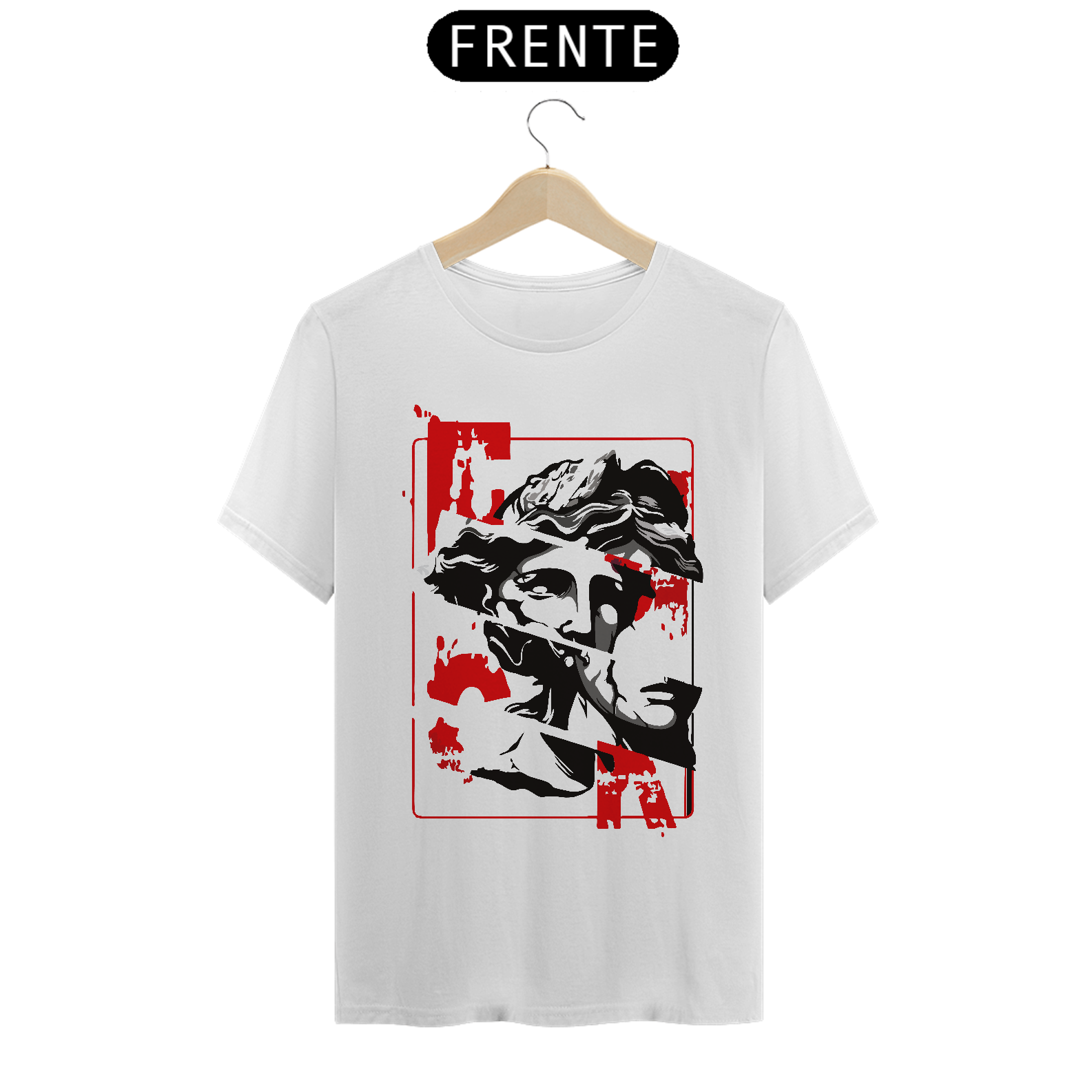 Nome do produto: Camiseta com estampa de estatua e efeitos de desgaste