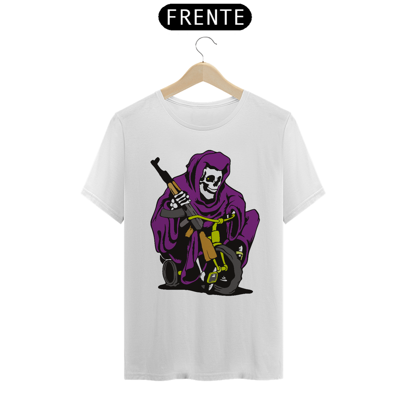 Nome do produto: estampa de caveira andando de bicicleta armada