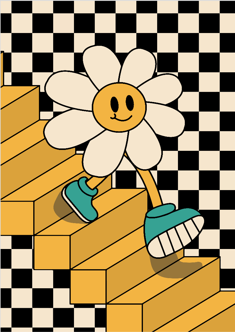 Pôster Smile flores na escada