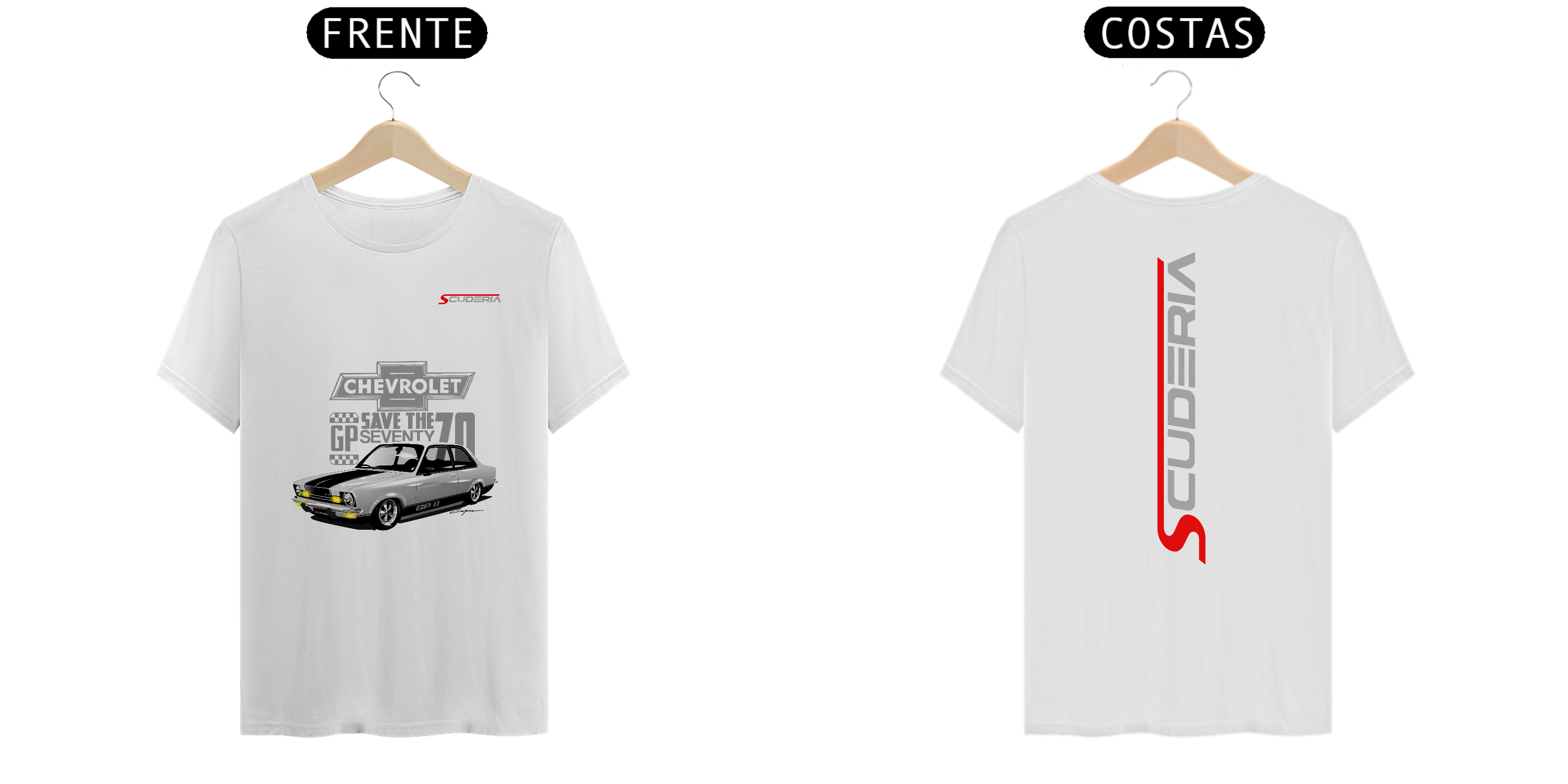 T-Shirt Prime Coleção Anos 70 Chevette GPII Cinza Scuderia