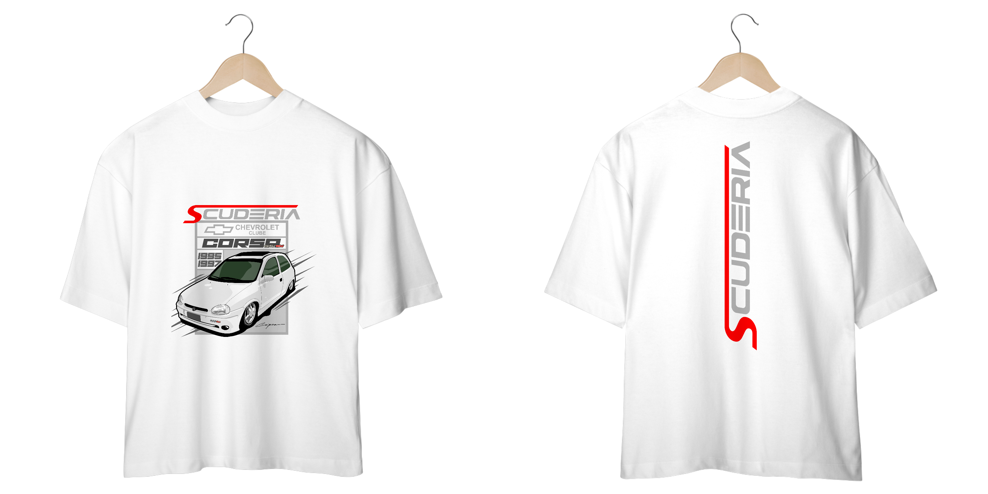 Camiseta Oversized Coleção Anos 90 Corsa GSI Branco Scuderia